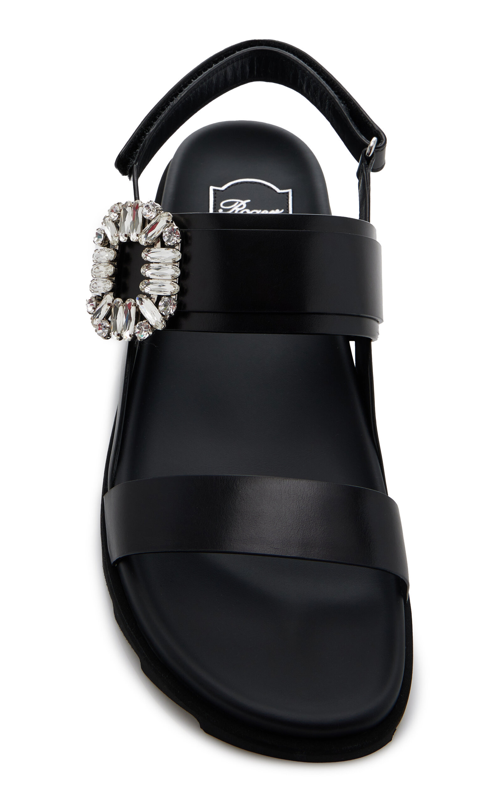Slidy Viv Crystal-Embellished Leather Sandals black - 3