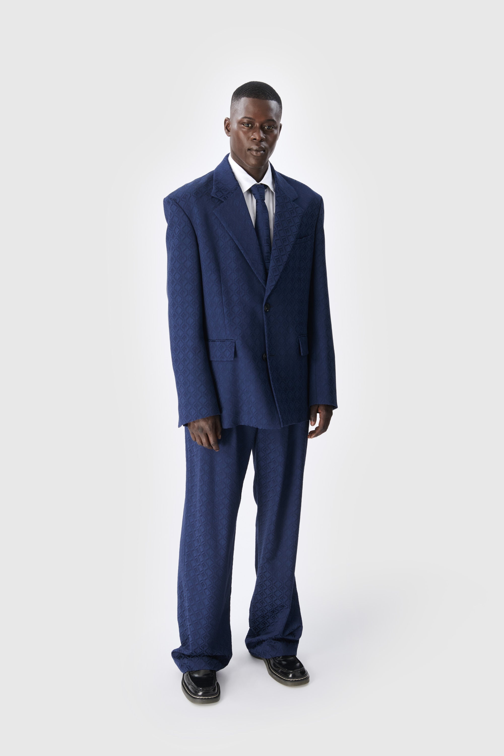 Moon Diamond Jacquard Tailoring Boxy Suit Jacket - 2