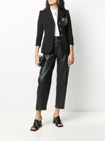 Alexander McQueen flower appliqué pocket blazer outlook