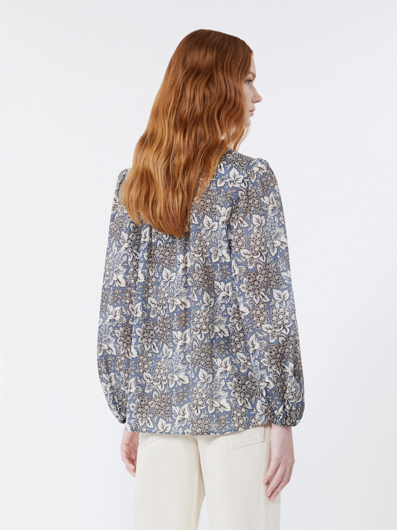 PERIODI Printed cotton voile shirt - NAVY 4