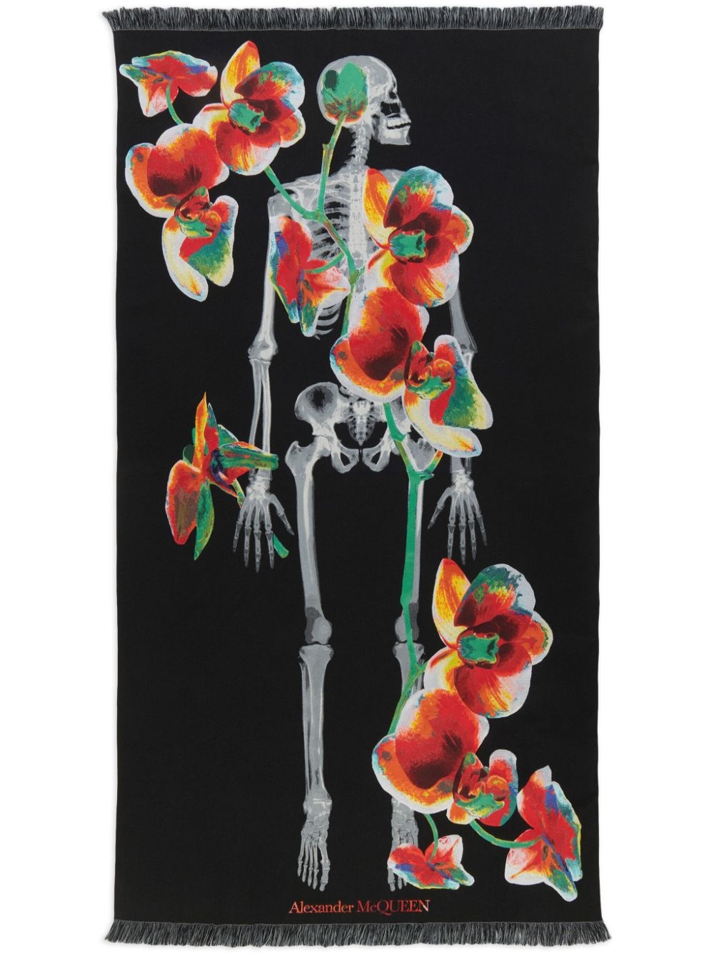 ★23AW ALEXANDER MCQUEEN ORDCHID SKELETON ウール スカーフ ☆23AW ALEXANDER MCQUEEN ORDCHID SKELETON ウール スカーフ