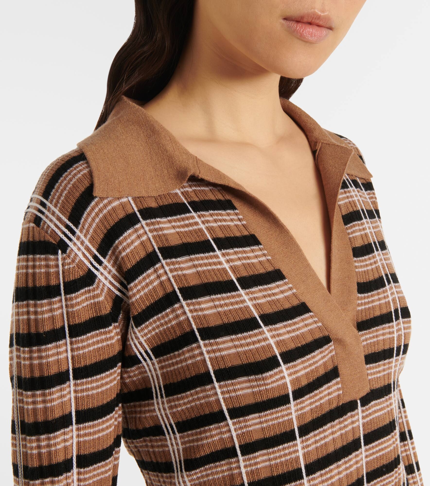 Checked wool and silk polo sweater - 4