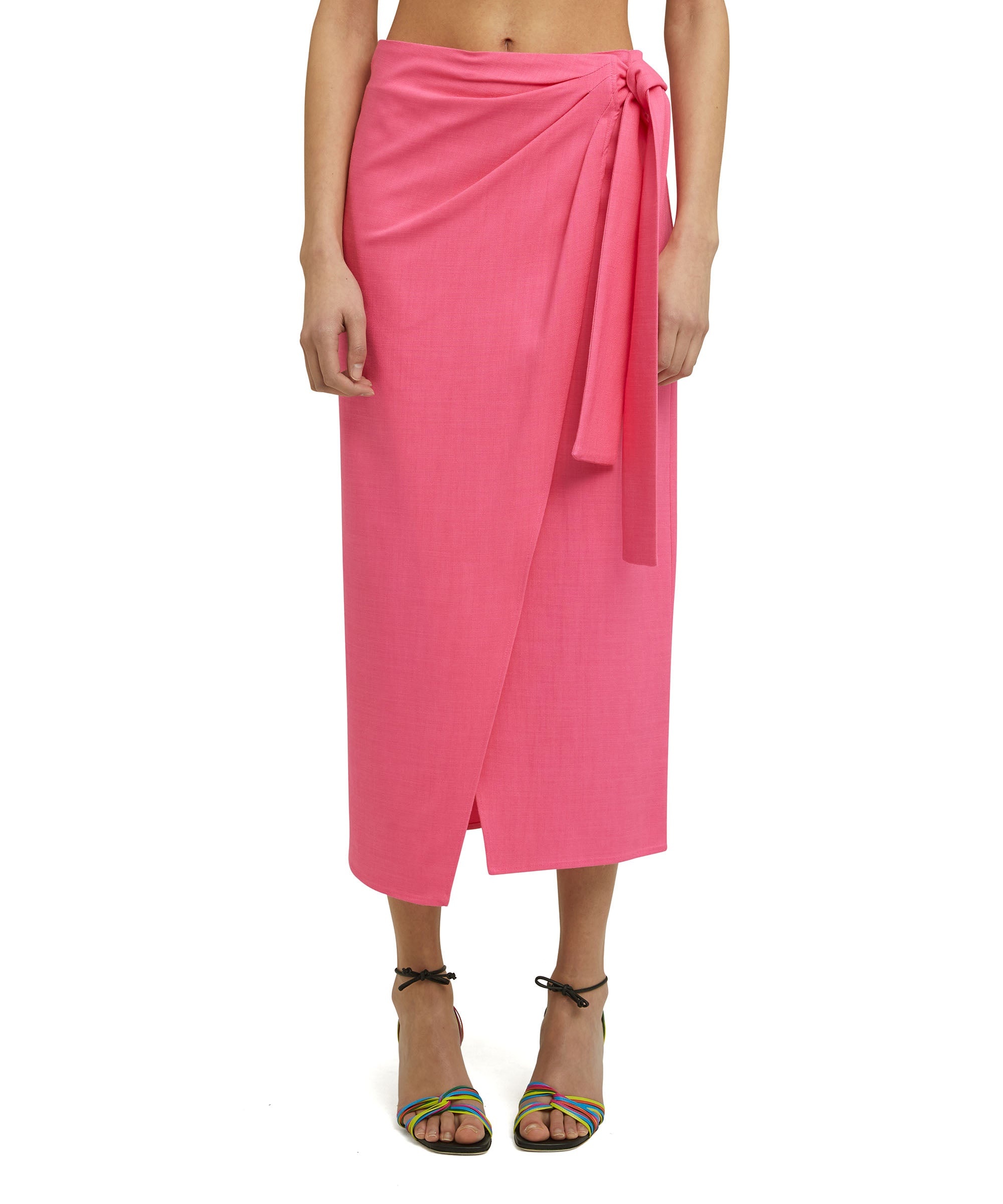 Coarse viscose midi skirt with wrap design - 1