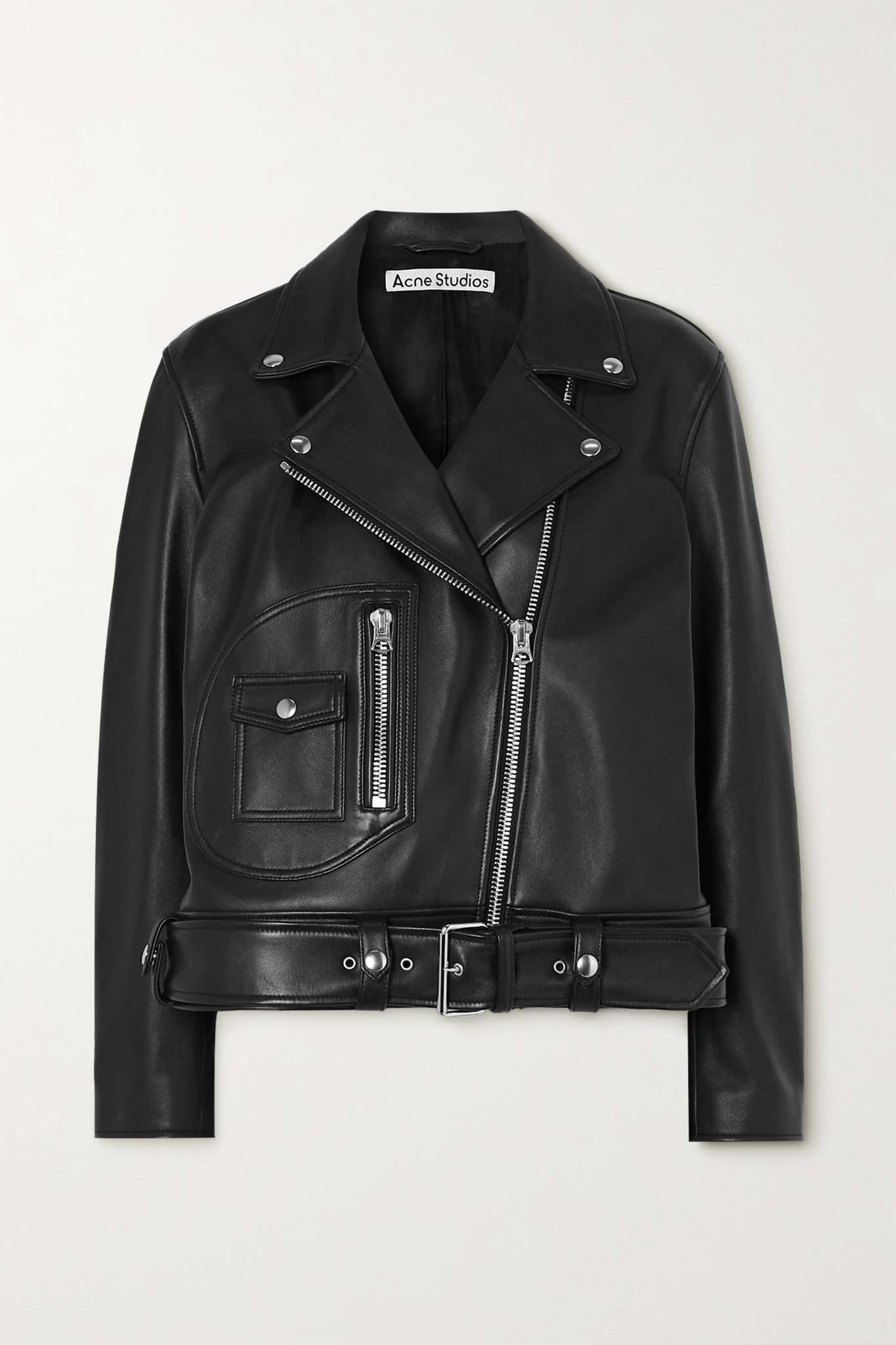 Leather biker jacket - 1