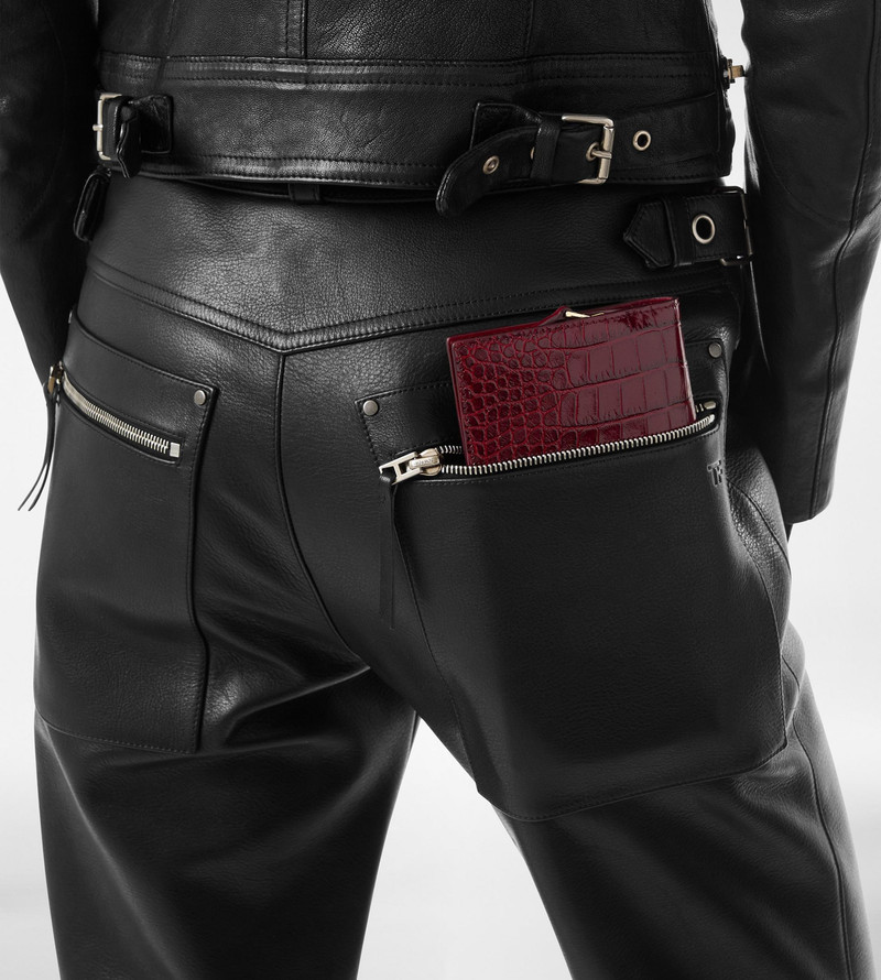 SHINY STAMPED CROCODILE LEATHER VERTICAL WALLET 5