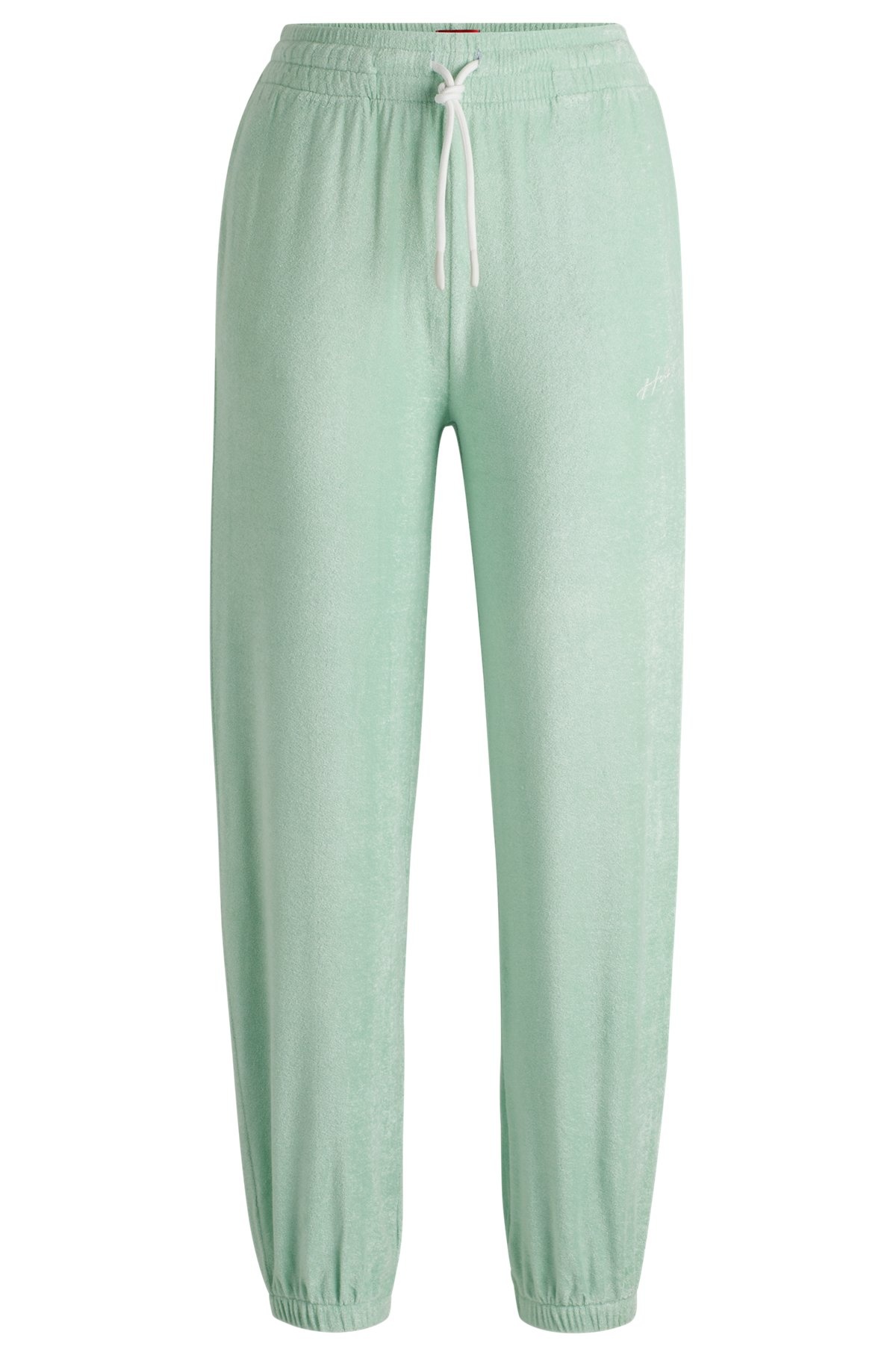 CUFFED TRACKSUIT BOTTOMS IN TERRY FABRIC WITH HANDWRITTEN LOGO - 1