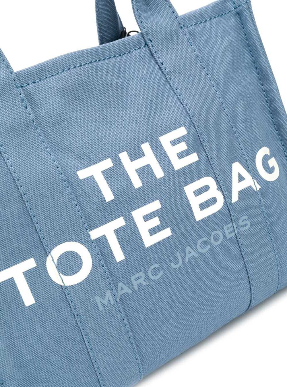 Marc Jacobs Women Light Blue Canvas Traveler Tote Handbag With Logo Print - 2