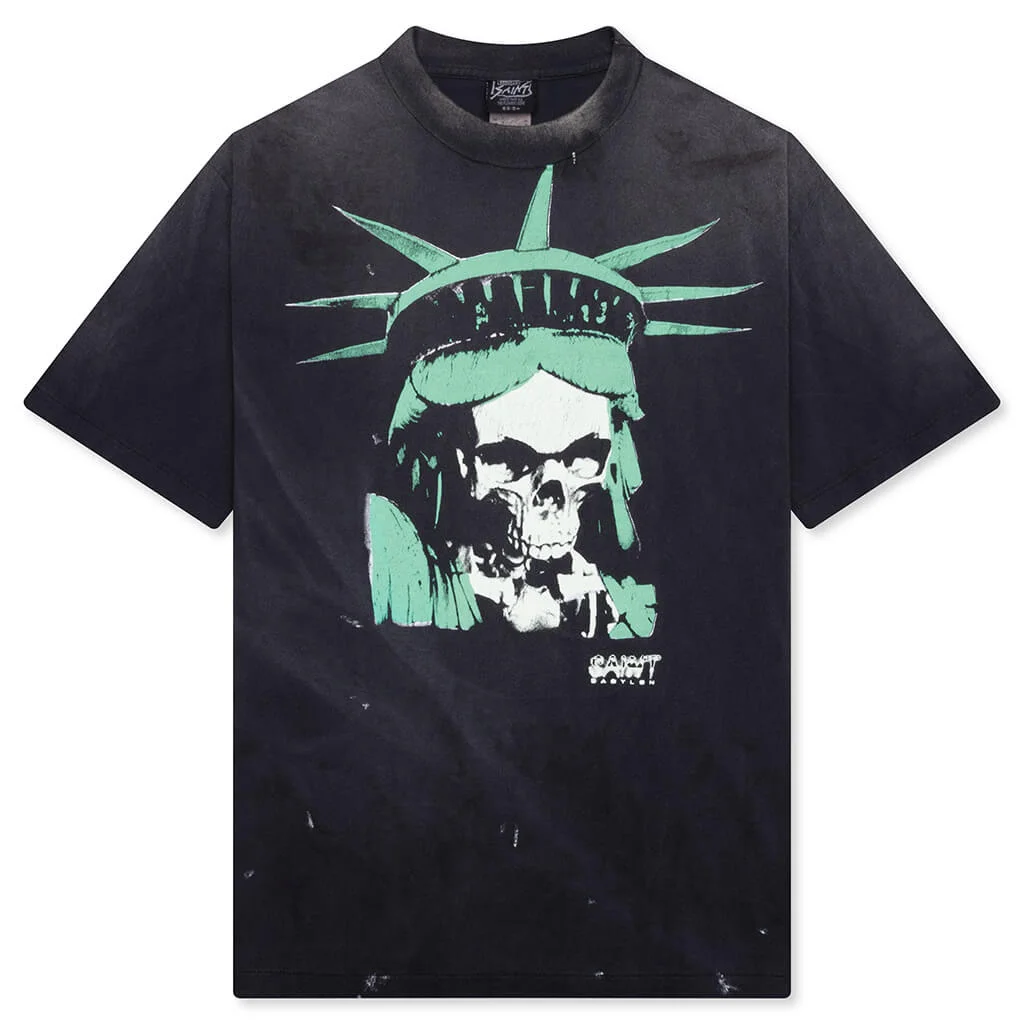SAINT M6 X BABYLON STATUE SKULL S/S TEE - BLACK - 1