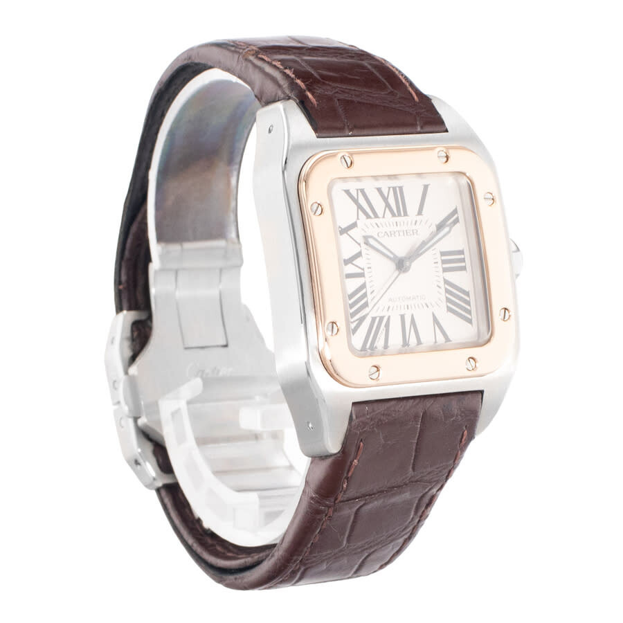 Pre-owned Cartier Santos 100 Automatic Silver Dial Men's Watch W20107X7 - 7