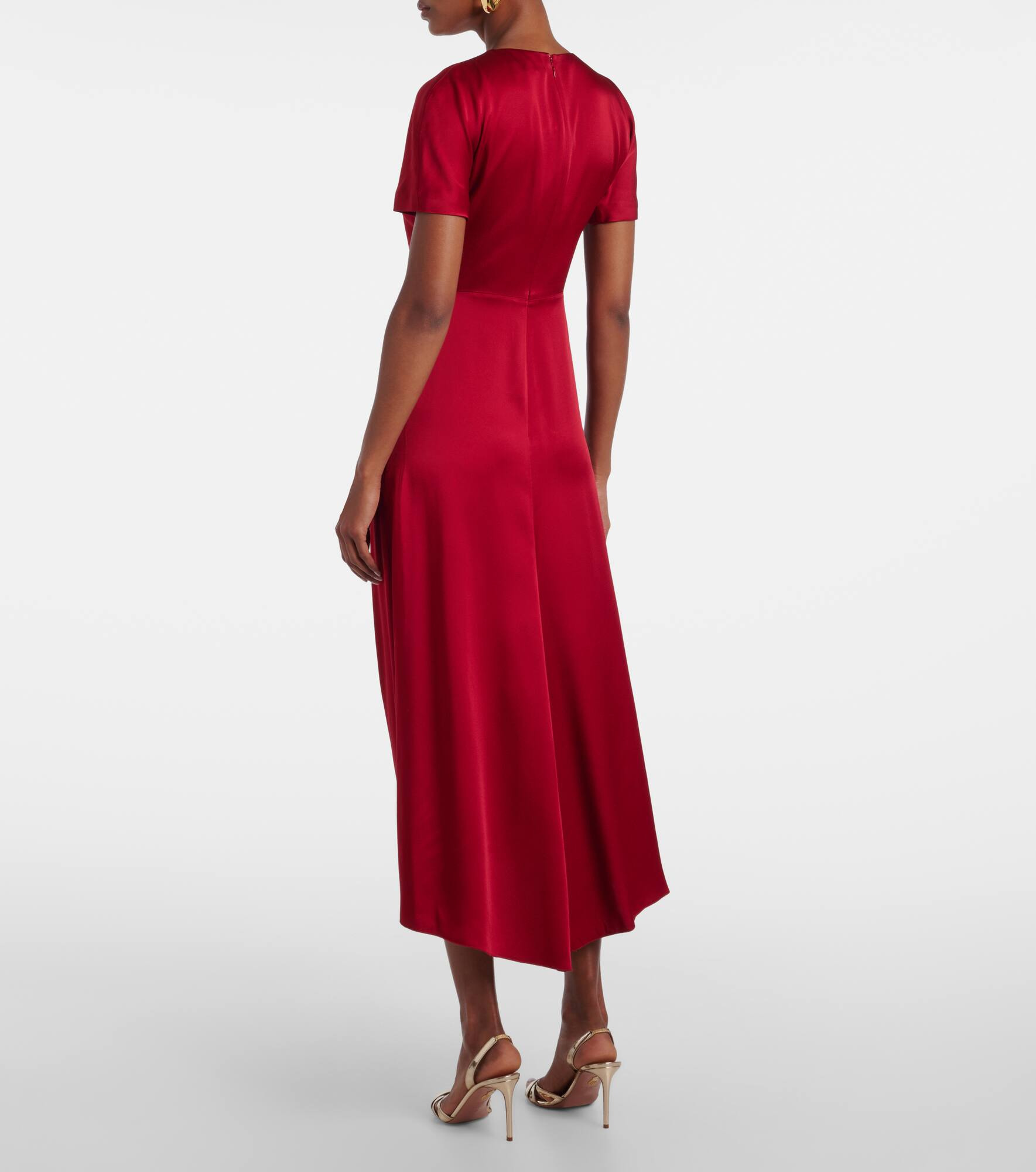 Gathered satin midi dress - 3