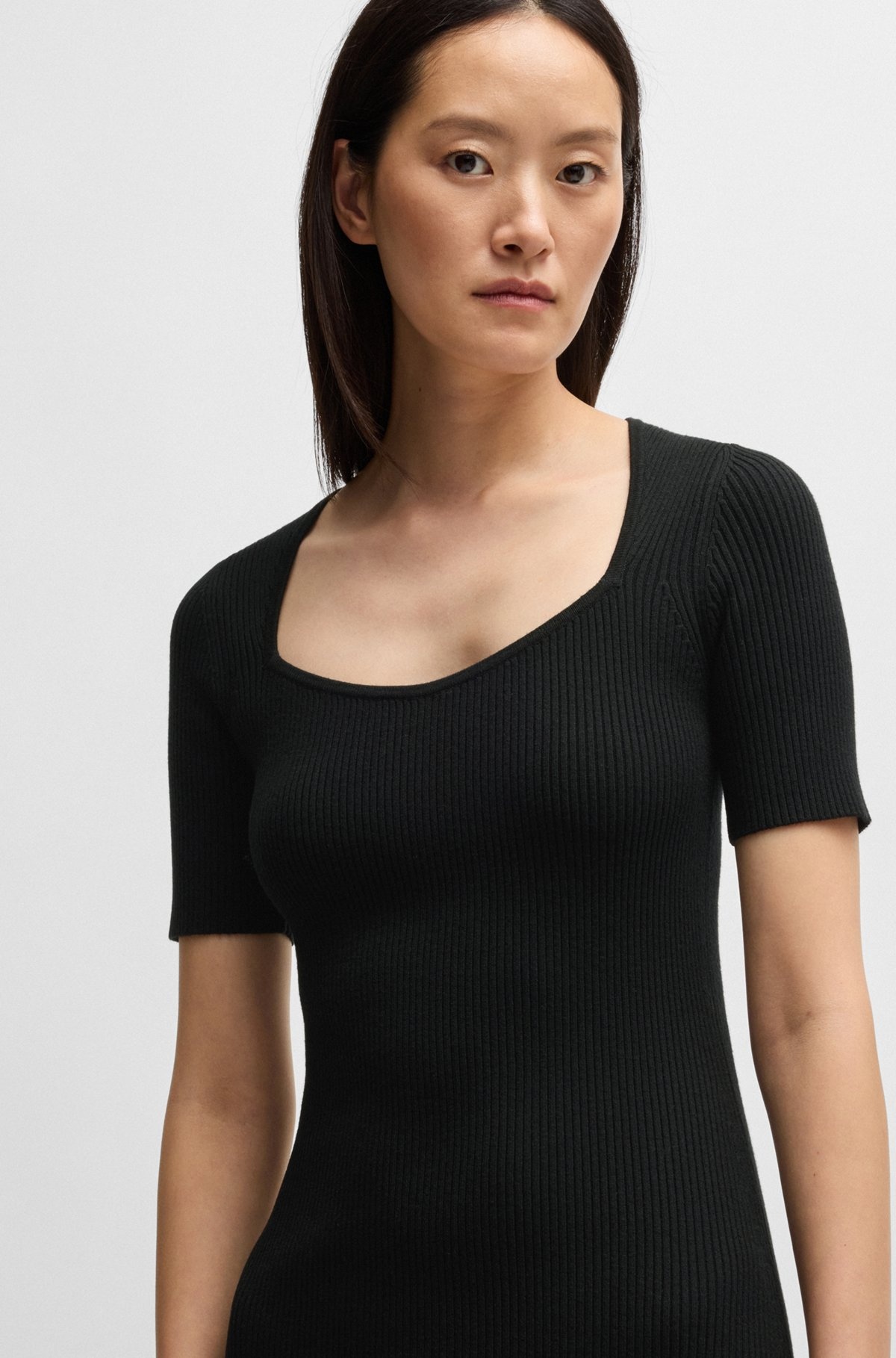 SLIM-FIT DRESS IN RIBBED STRETCH FABRIC - 4