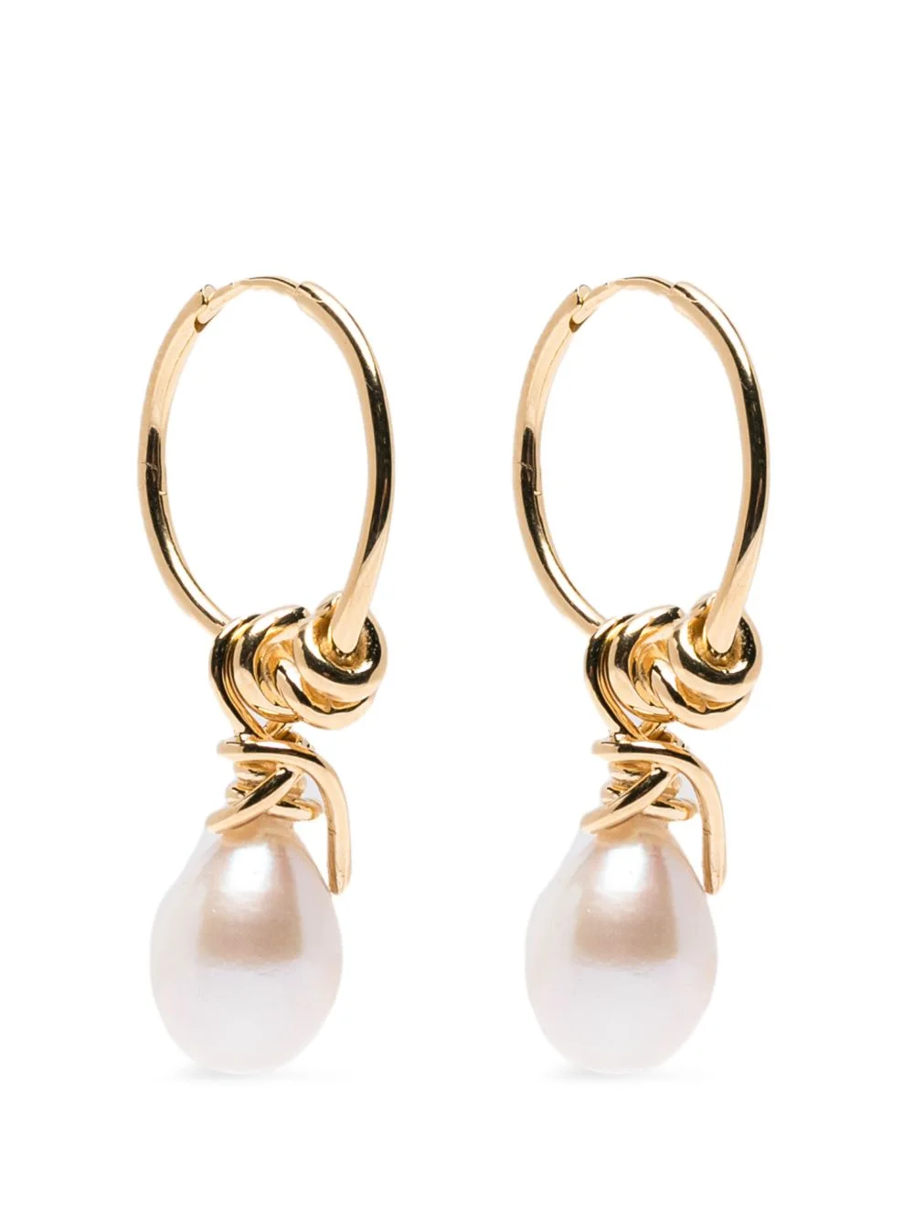 pearl-pendant hoop earrings - 1