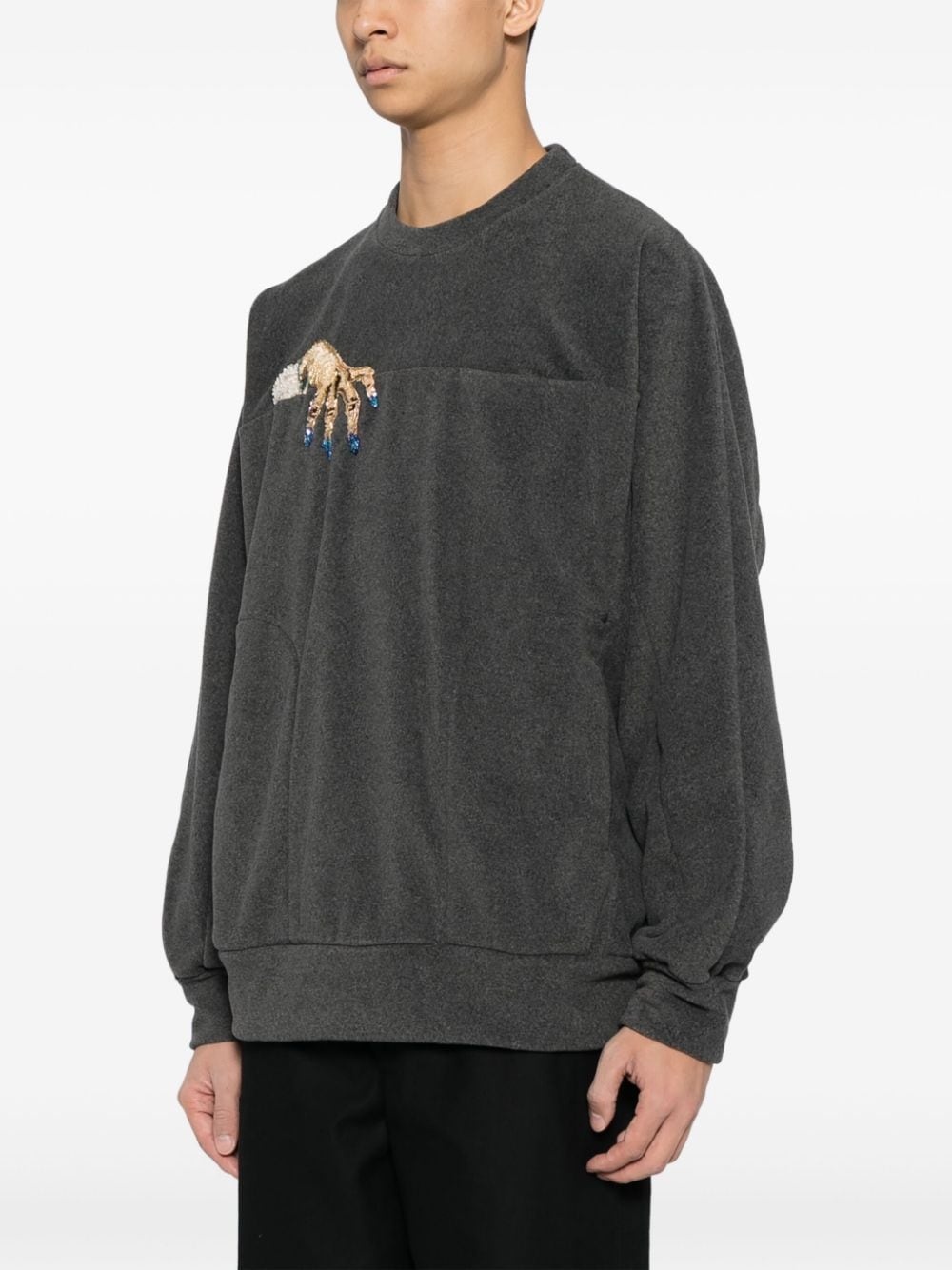 embroidered-motif crew-neck sweatshirt - 3