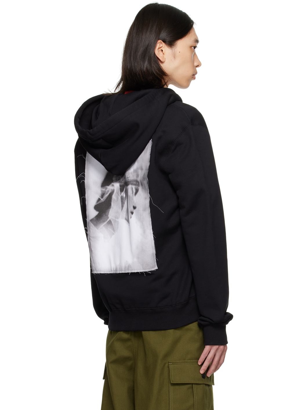 Black Archives Print Zipped Hoodie - 3