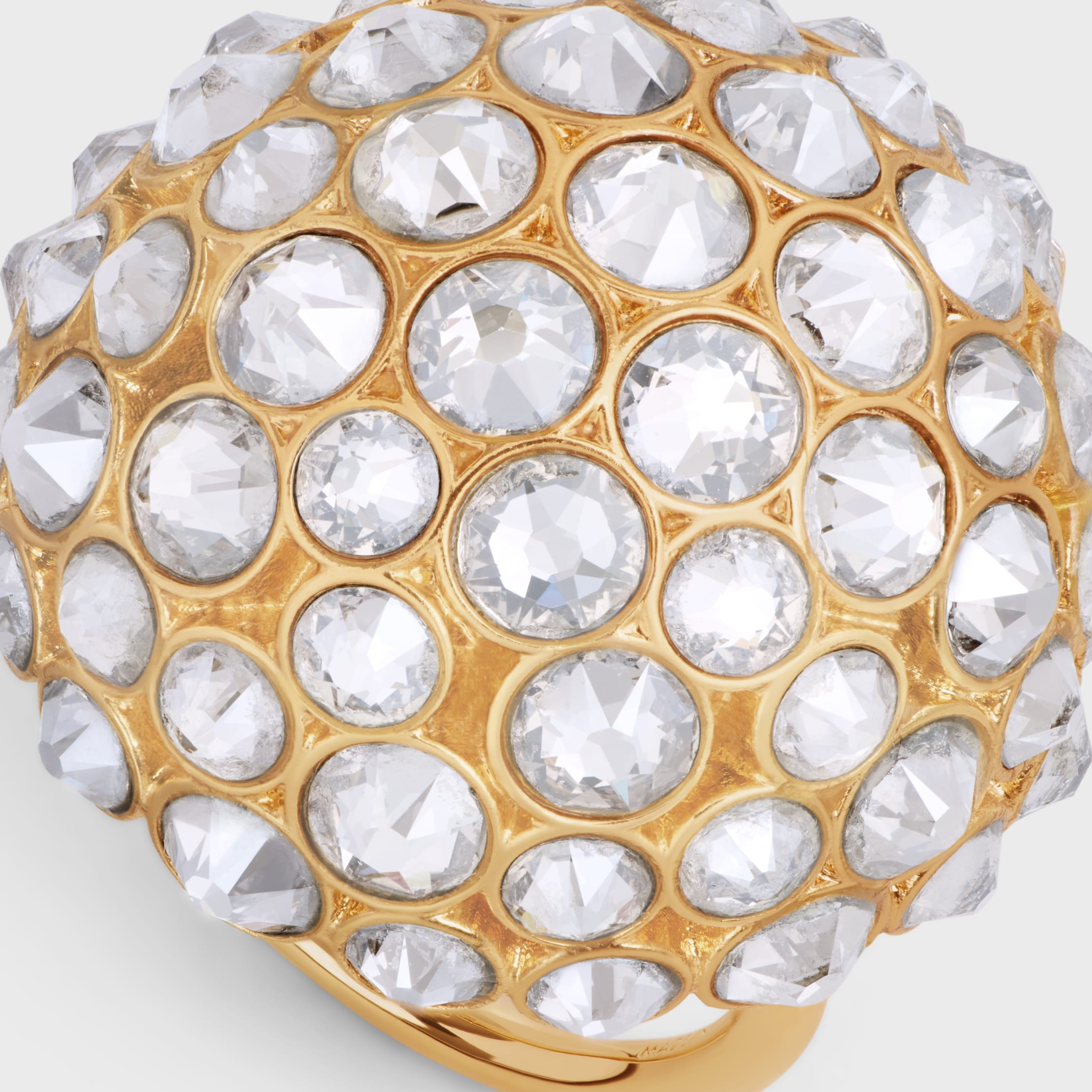 Celine Heirlooms Dome Ring in Strass and Brass with gold finish - 4