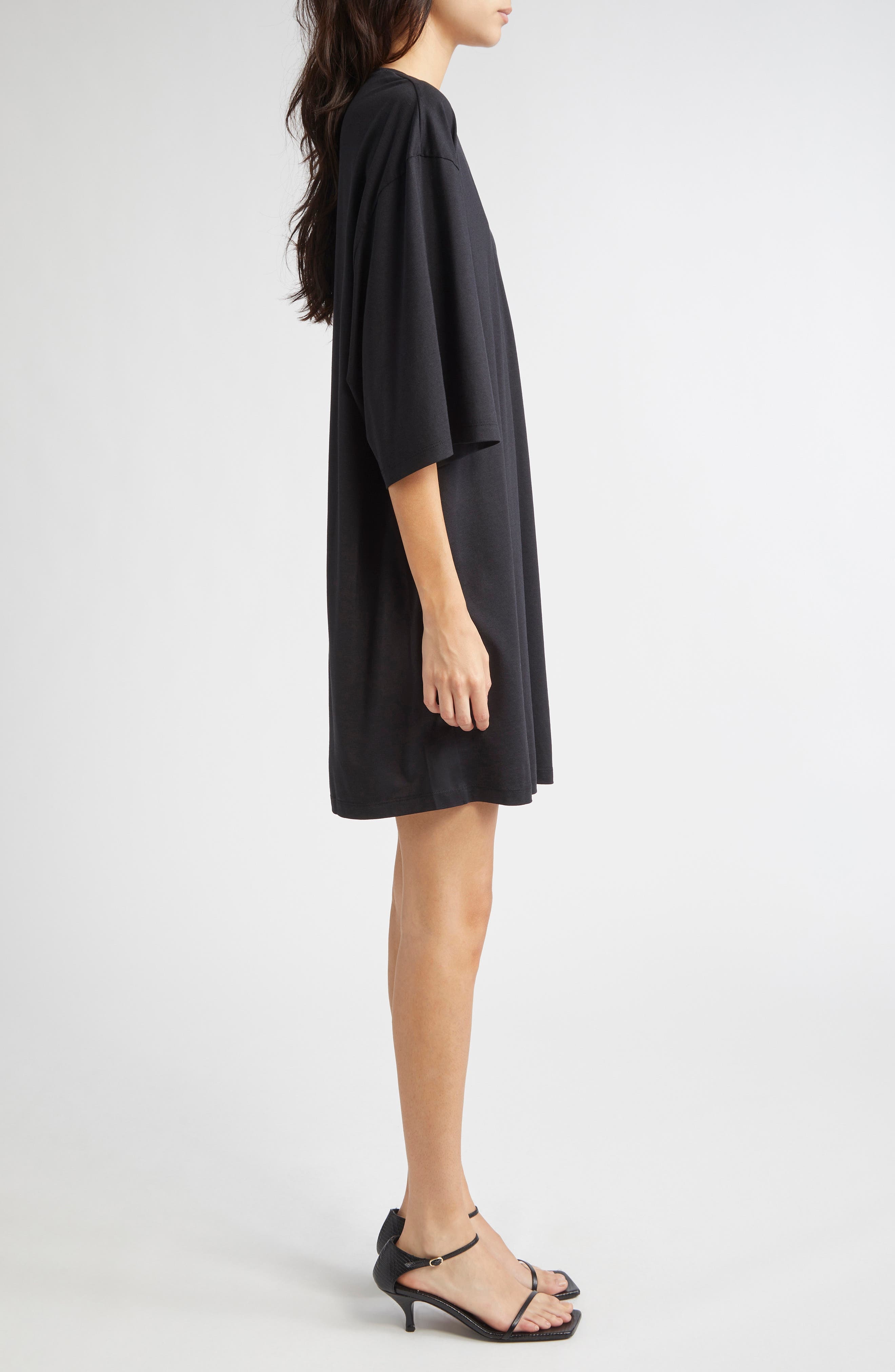 TOTEME Relaxed Jersey T-Shirt Dress in Black at Nordstrom - 3