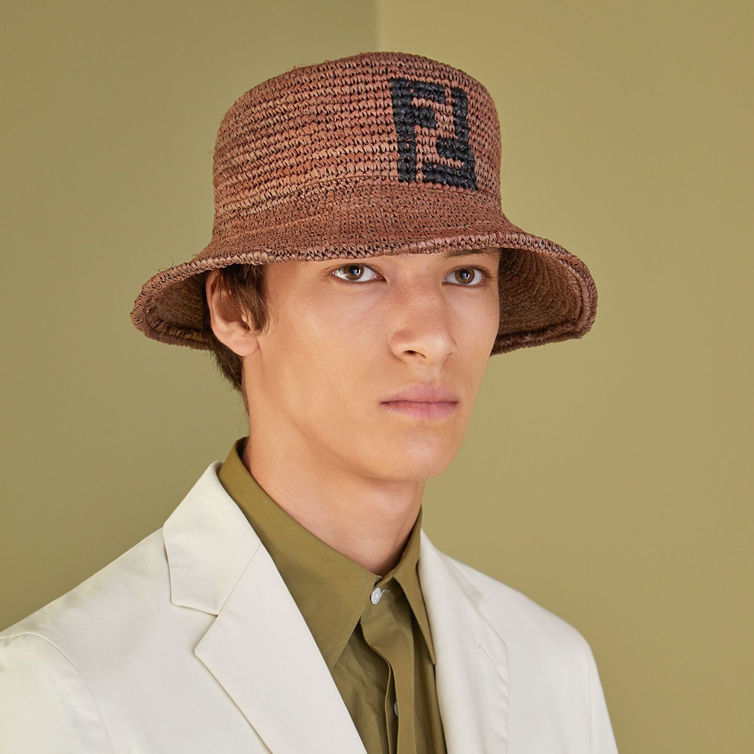 Brown raffia bucket hat - 3