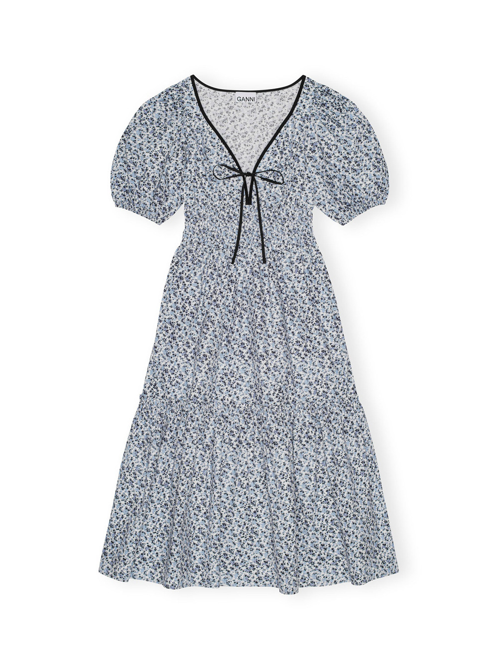 Printed Cotton Long Smock Dress - 1