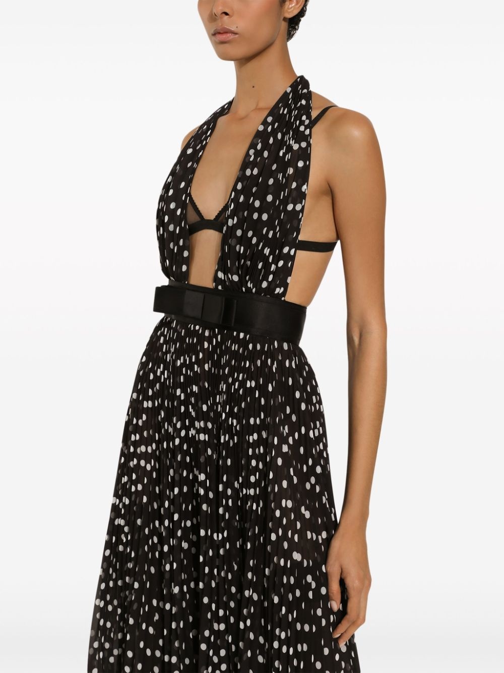 polka dot-print halterneck dress - 5