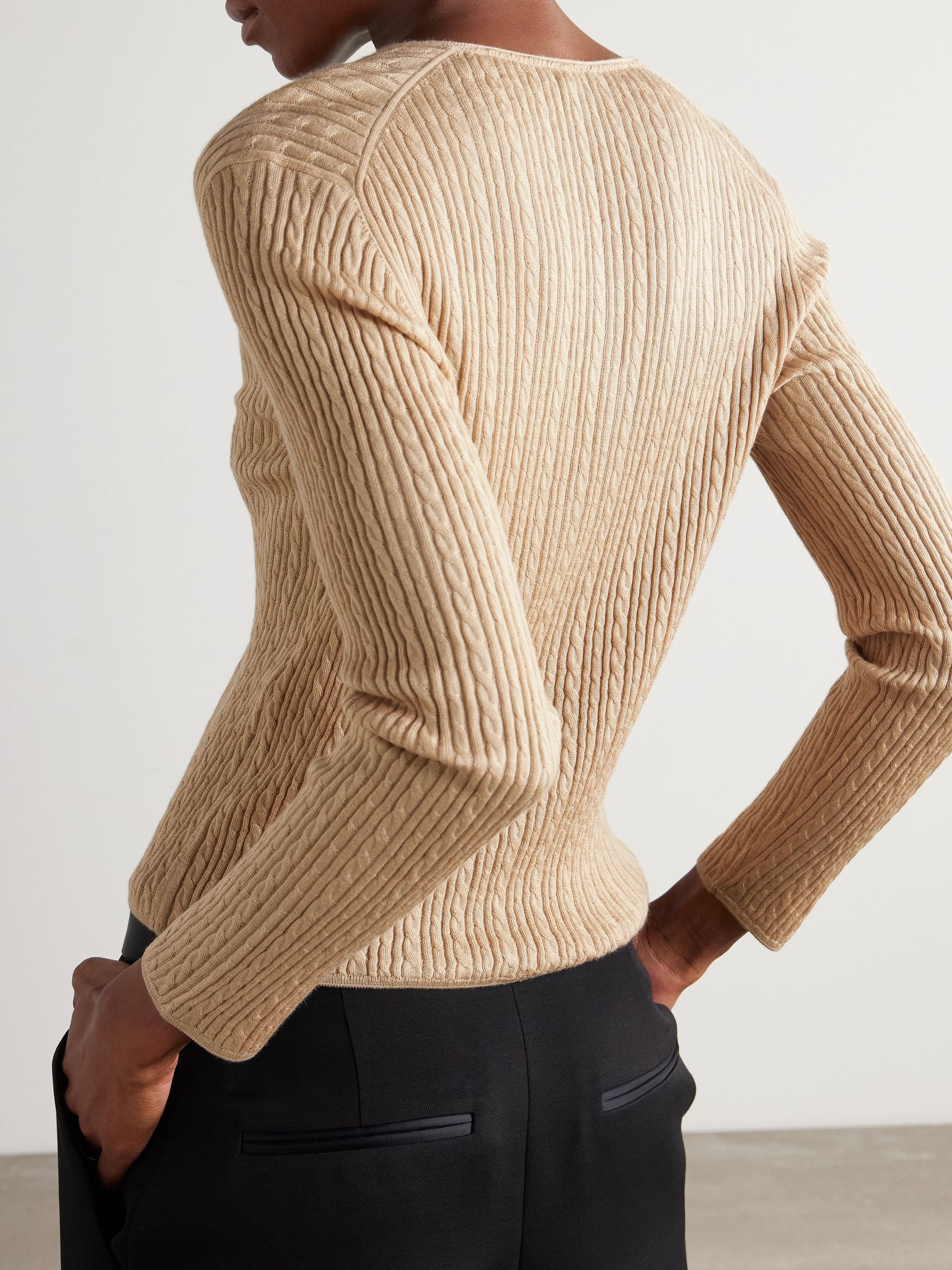 Rimella cable-knit cashmere and silk-blend cardigan Cream - 3
