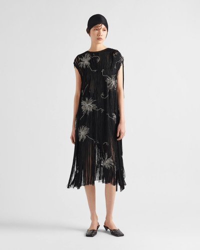 Prada Embroidered dress with fringe outlook