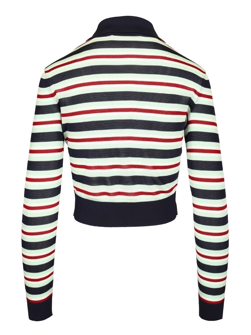 Navy Striped Viscose Knit Top Tops Blue - 2