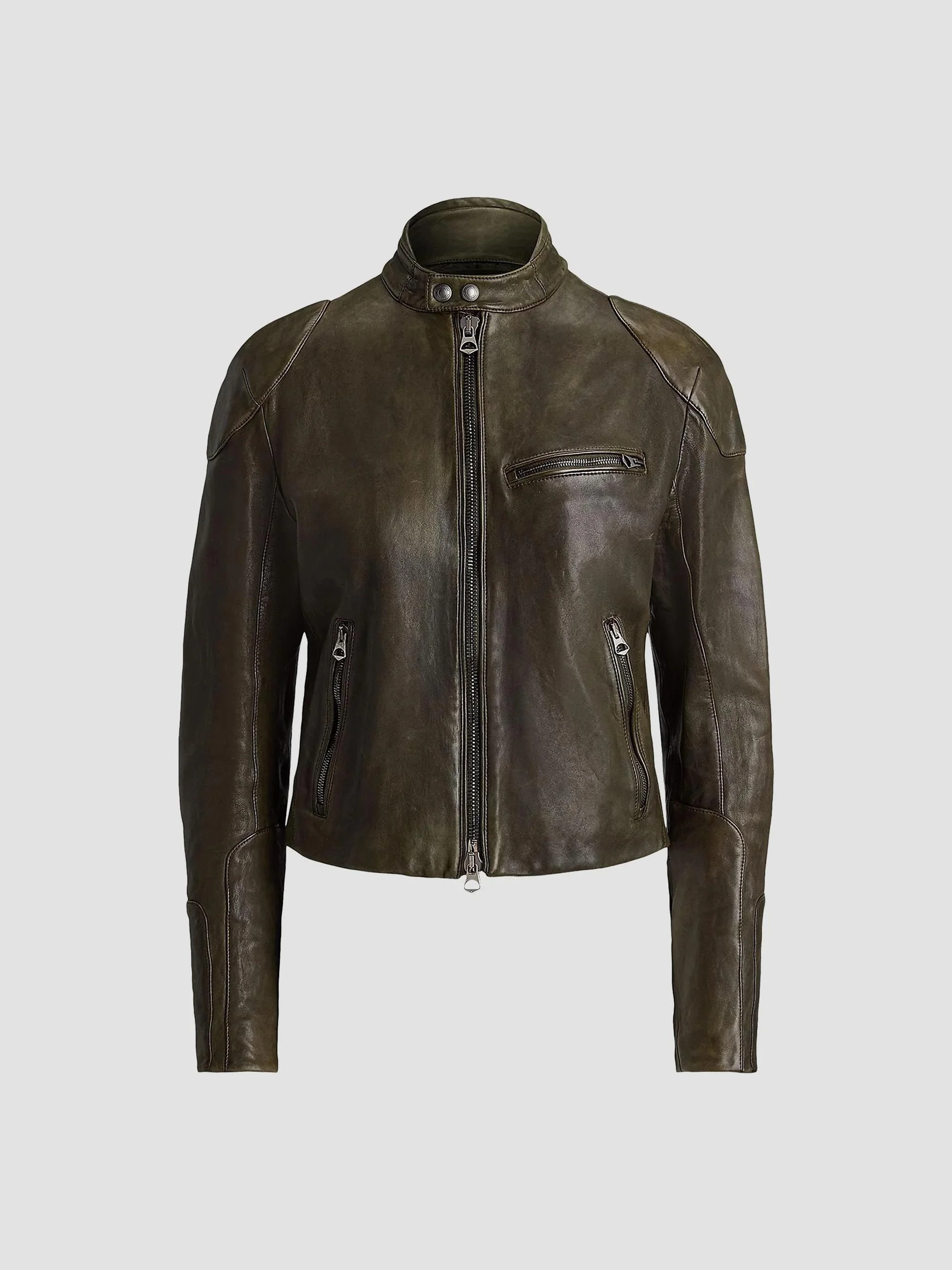 Women's Orman Soft Leather Moto Jacket - Vintage Beech - 1