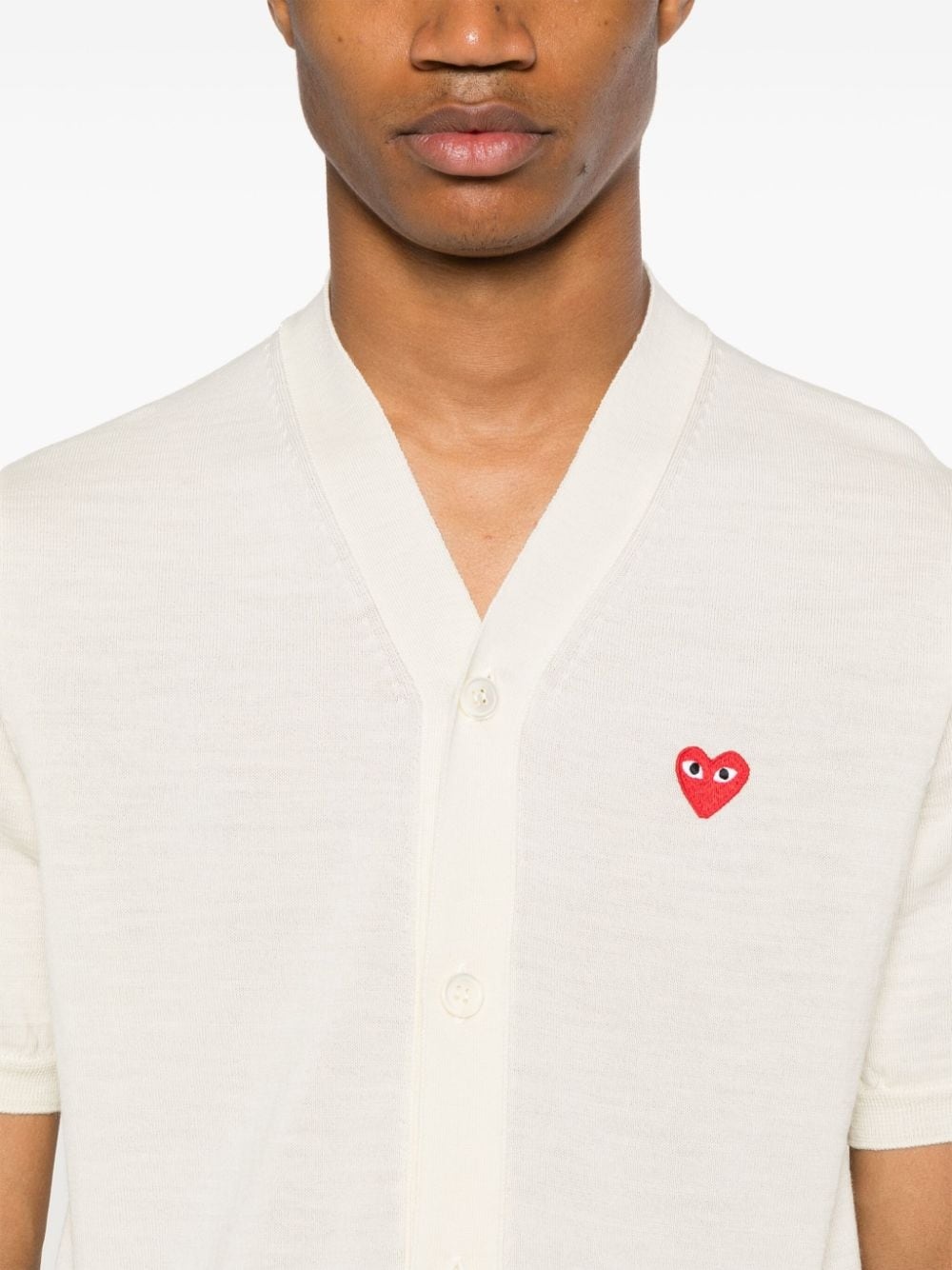 heart-patch wool cardigan - 6