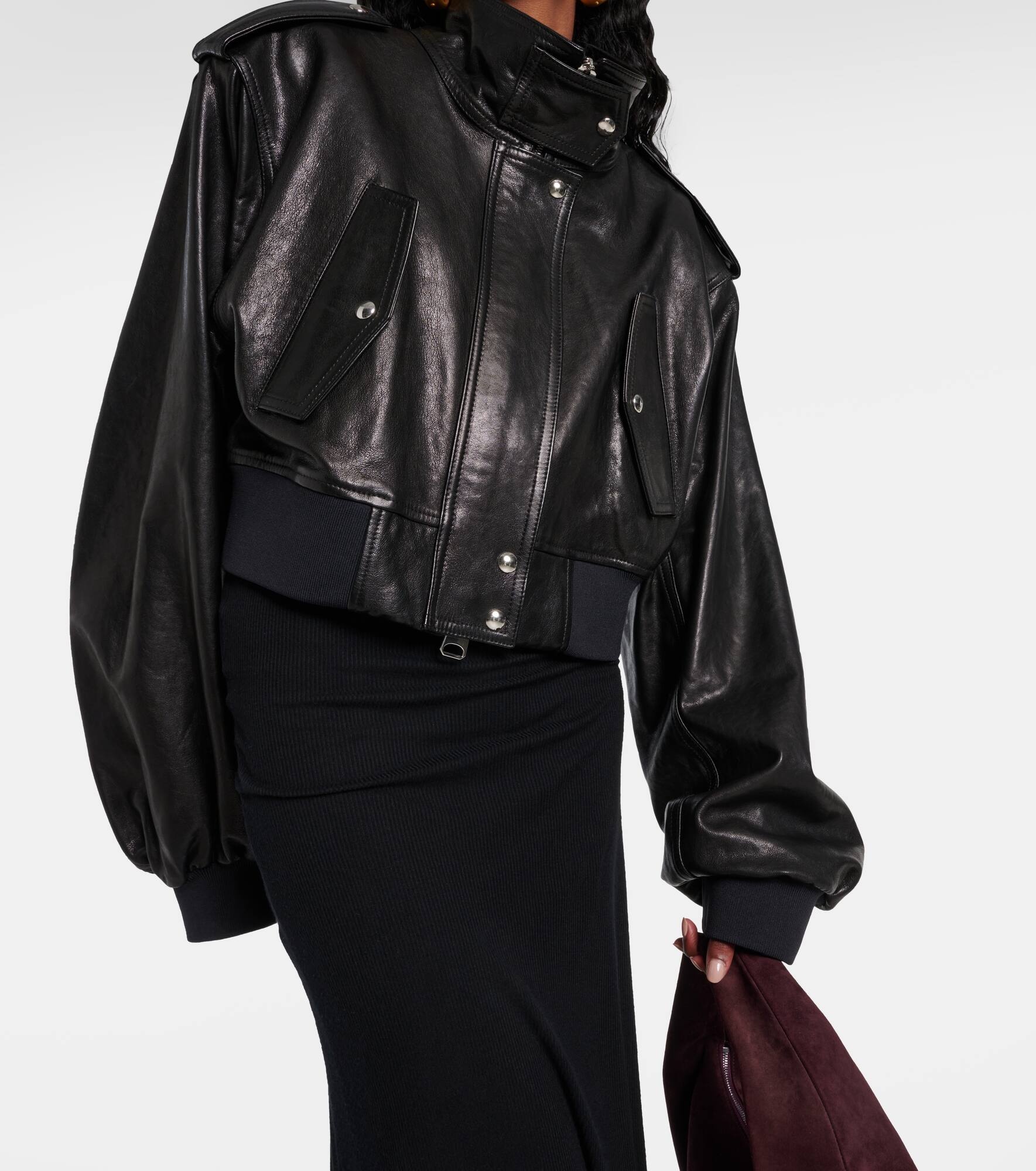 Kember cropped leather bomber jacket - 5