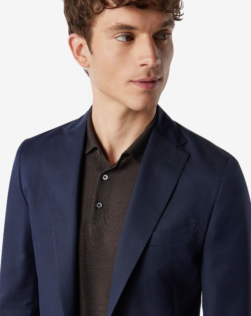 Blue wool and cotton suit - 5