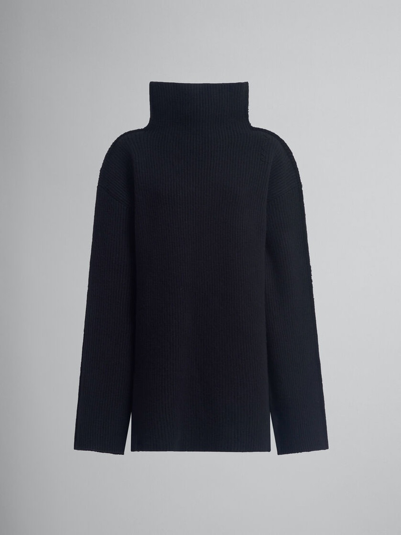 BLACK WOOL SWEATER - 1