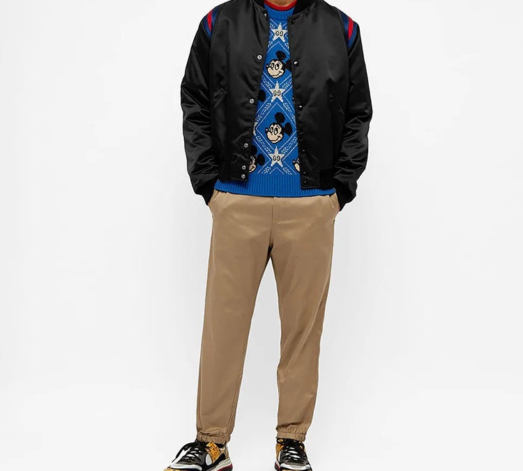 Gucci x Disney Mickey Mouse Pattern Crewneck Sweater For Men Blue 601563-XKA57-4318 - 3