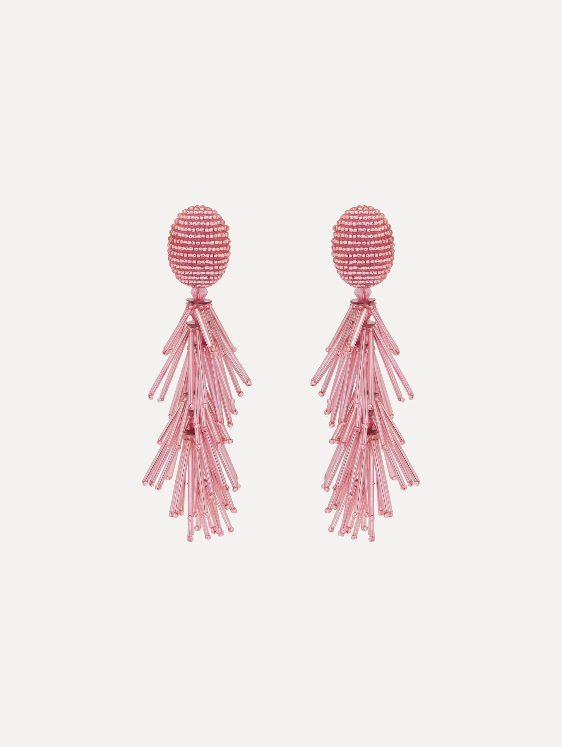 BEADED FRINGE TASSEL CLIP-ON EARRINGS - 1