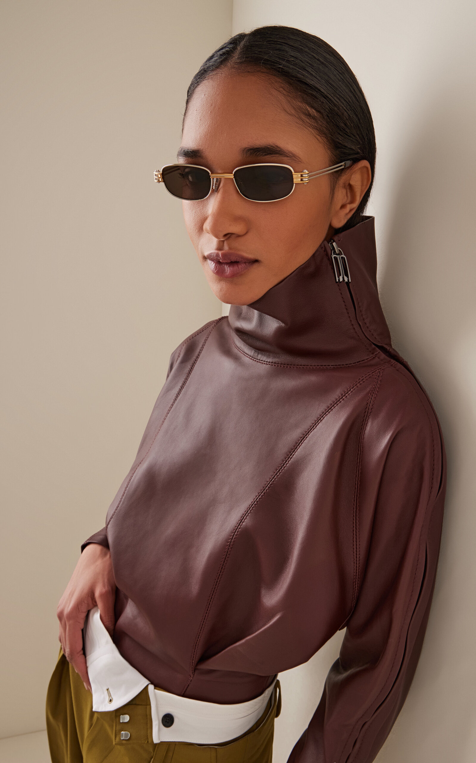 Bolt Square-Frame Metal Sunglasses brown - 2