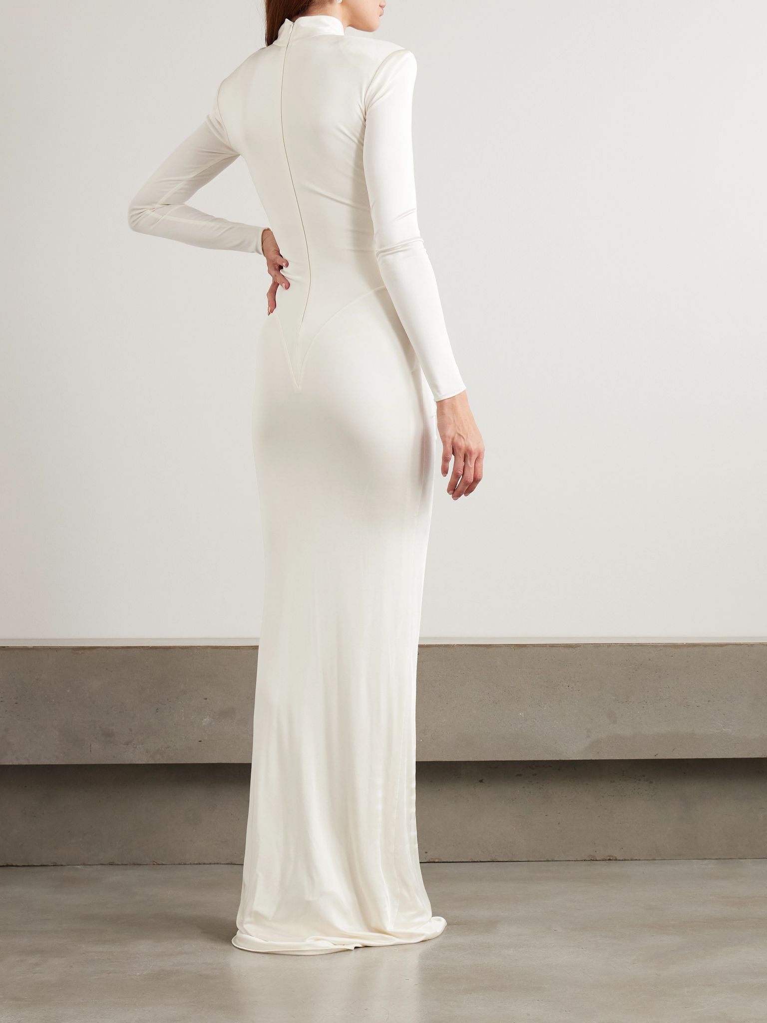 Darja gathered satin-jersey gown White - 3