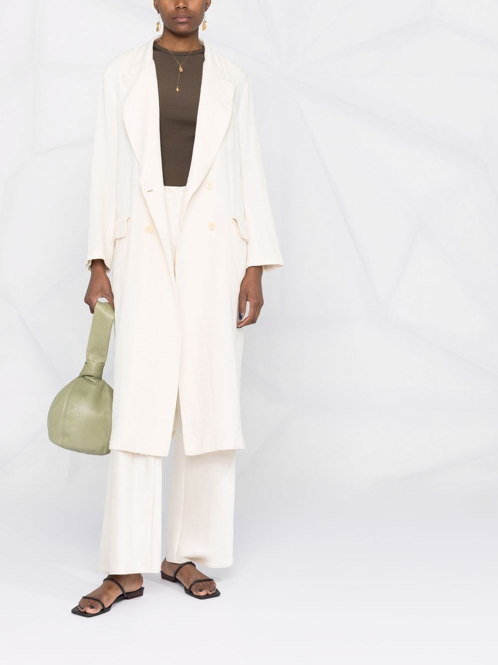 peak-lapels button-front mid-length coat - 2