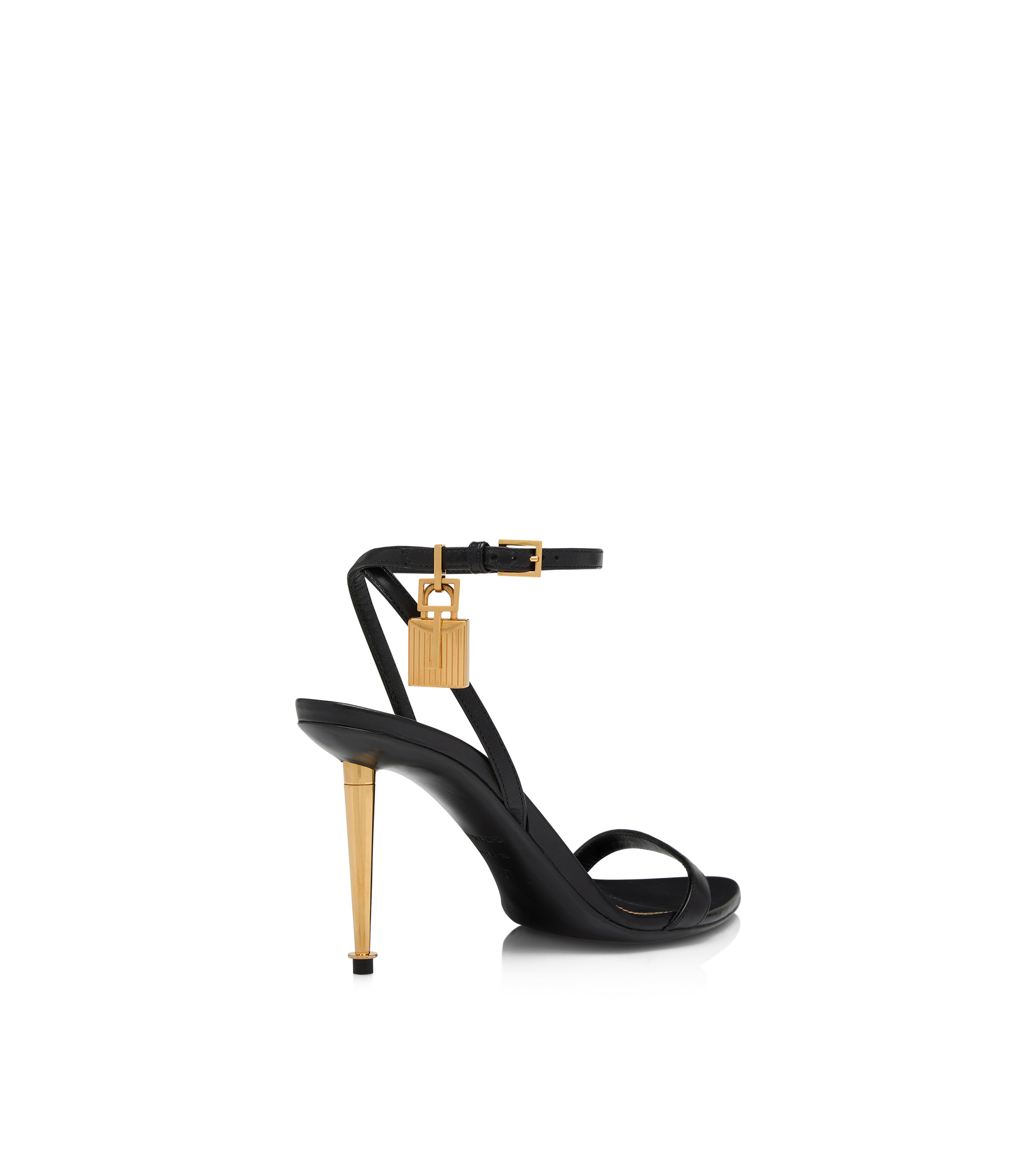 SHINY LEATHER PADLOCK POINTY NAKED SANDAL 85MM - 3