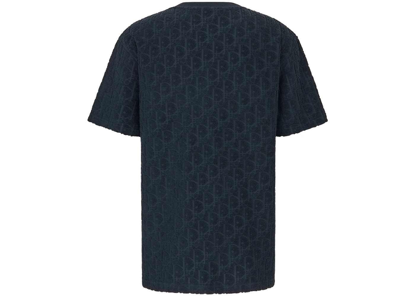 Dior Oversized Oblique T-Shirt Navy Blue Terry Cotton Jacquard - 2