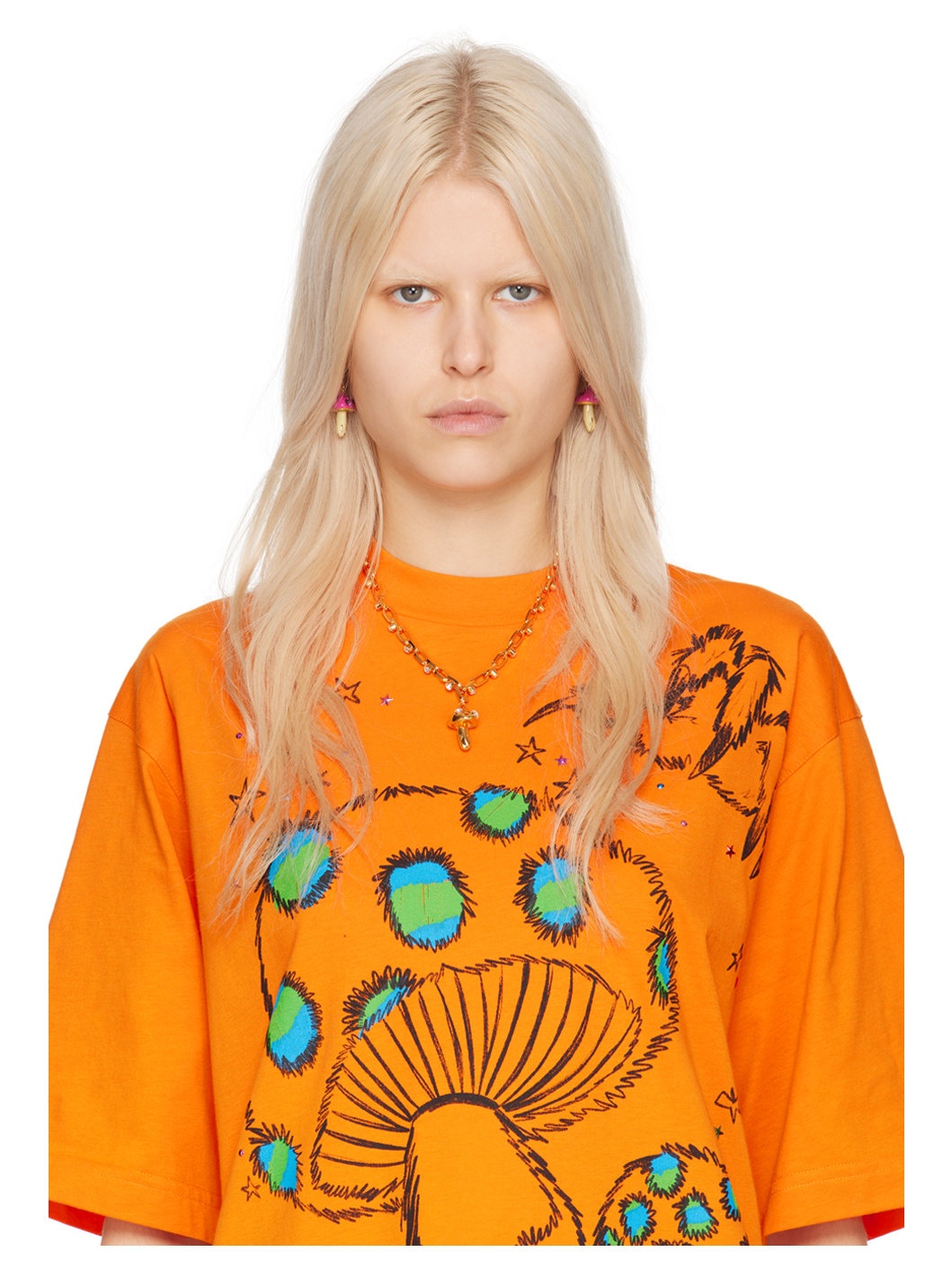 【関税込み】Marni SSENSE限定 ピンク Mushroom ピアス Marni - SSENSE Exclusive Pink Mushroom Earrings