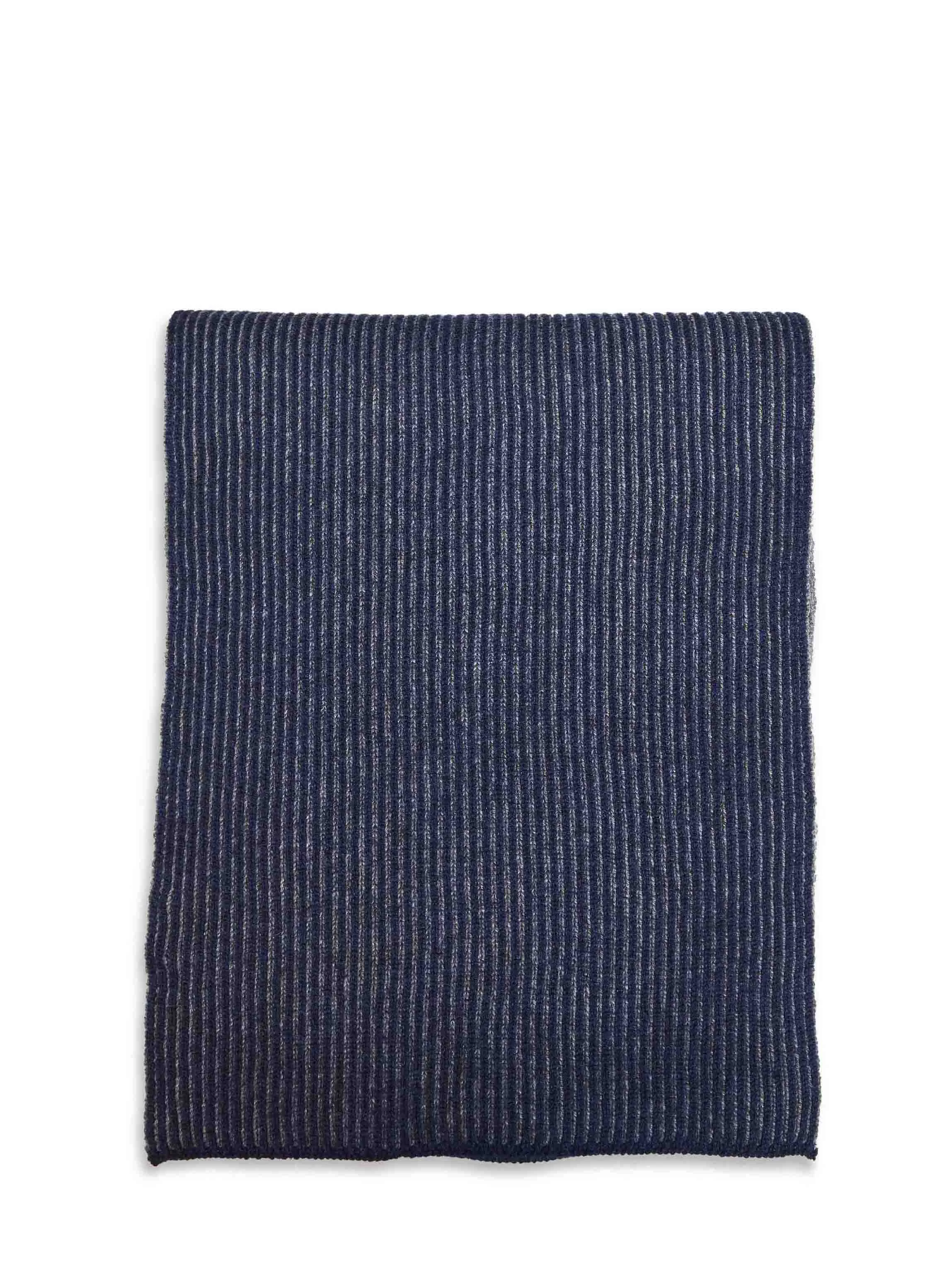 Brunello Cucinelli Men Navy Blue Cashmere Vanisé Knit Scarf - 1