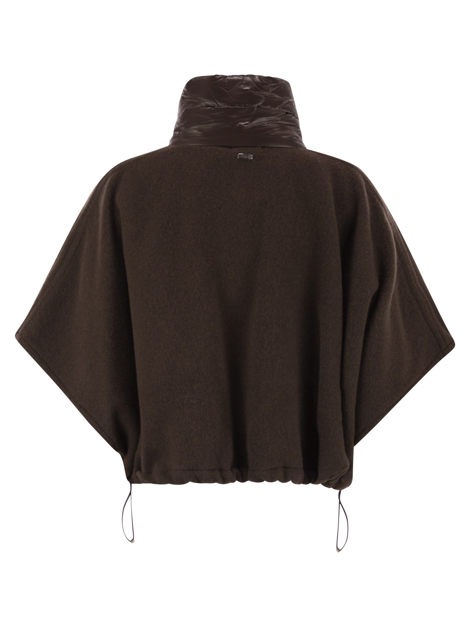 Herno Women Resort Poncho In Wool And Cashemre With Ultralight Nylon Details - 2
