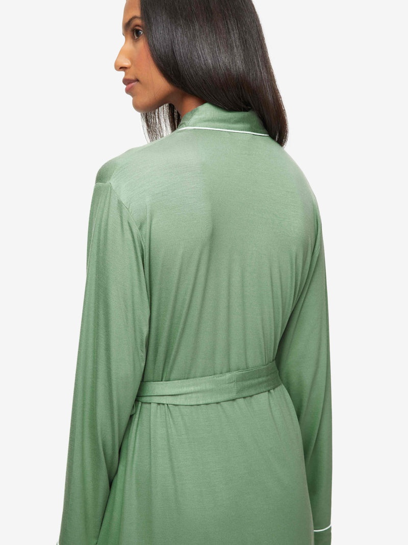 Women's Dressing Gown Lara Micro Modal Stretch Sage Green - 5