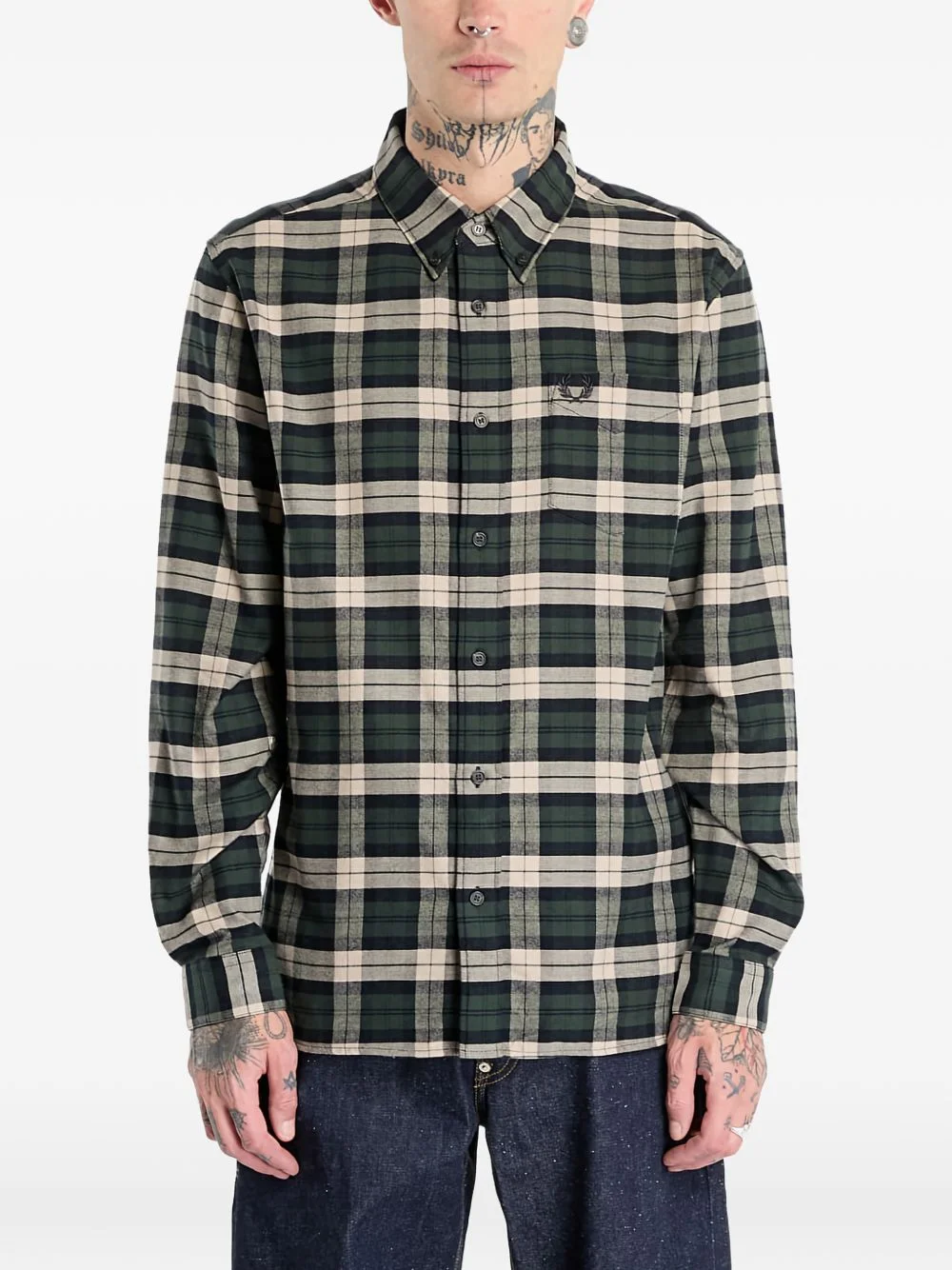 tartan-pattern shirt - 1