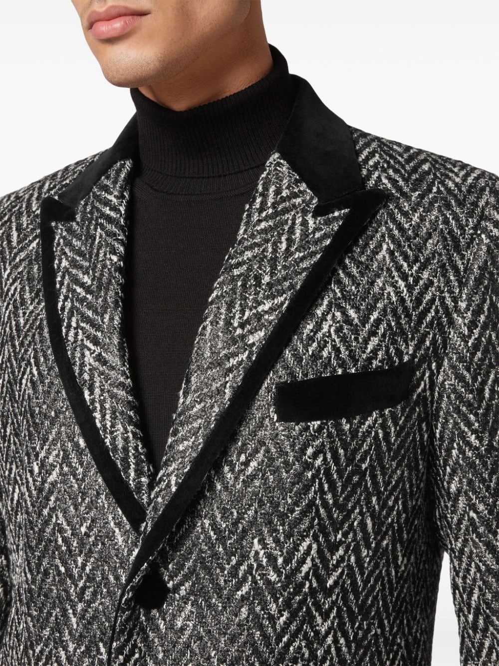 chevron-print single-breasted coat - 5