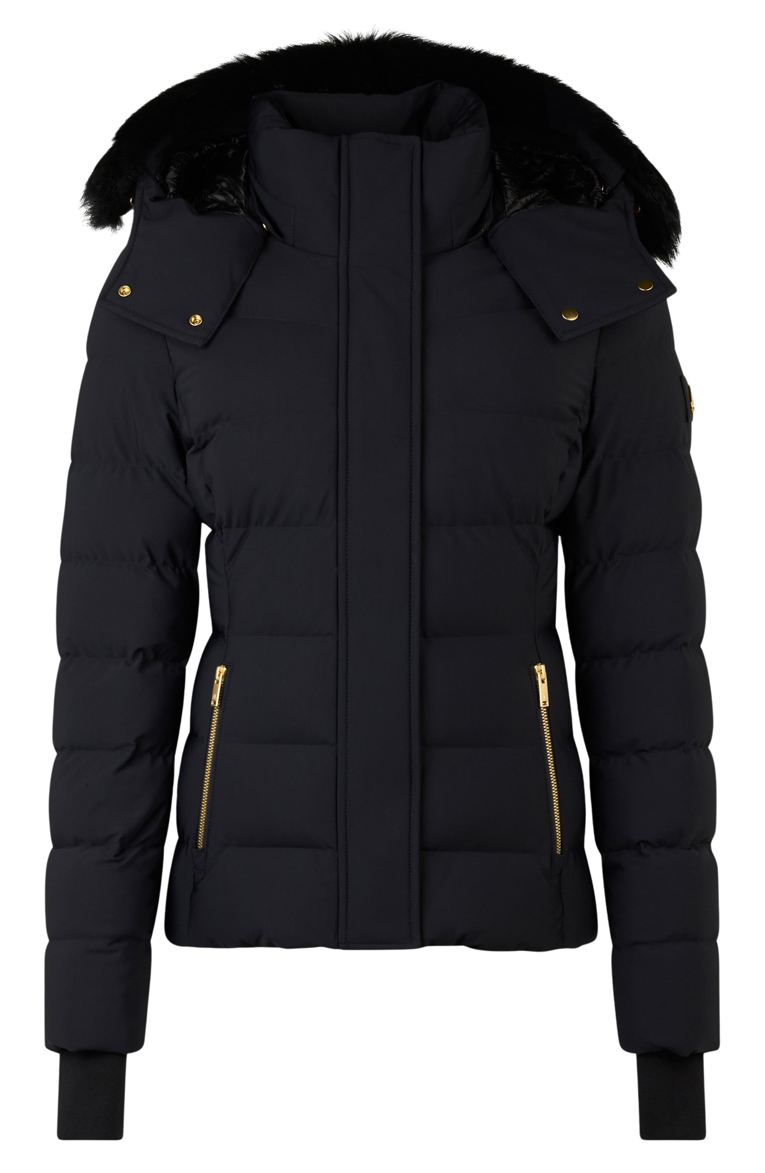 Moose Knuckles Betta Shearling Trim 800 Fill Power Down Water Repellent Jacket
 in Black W Black S a - 4