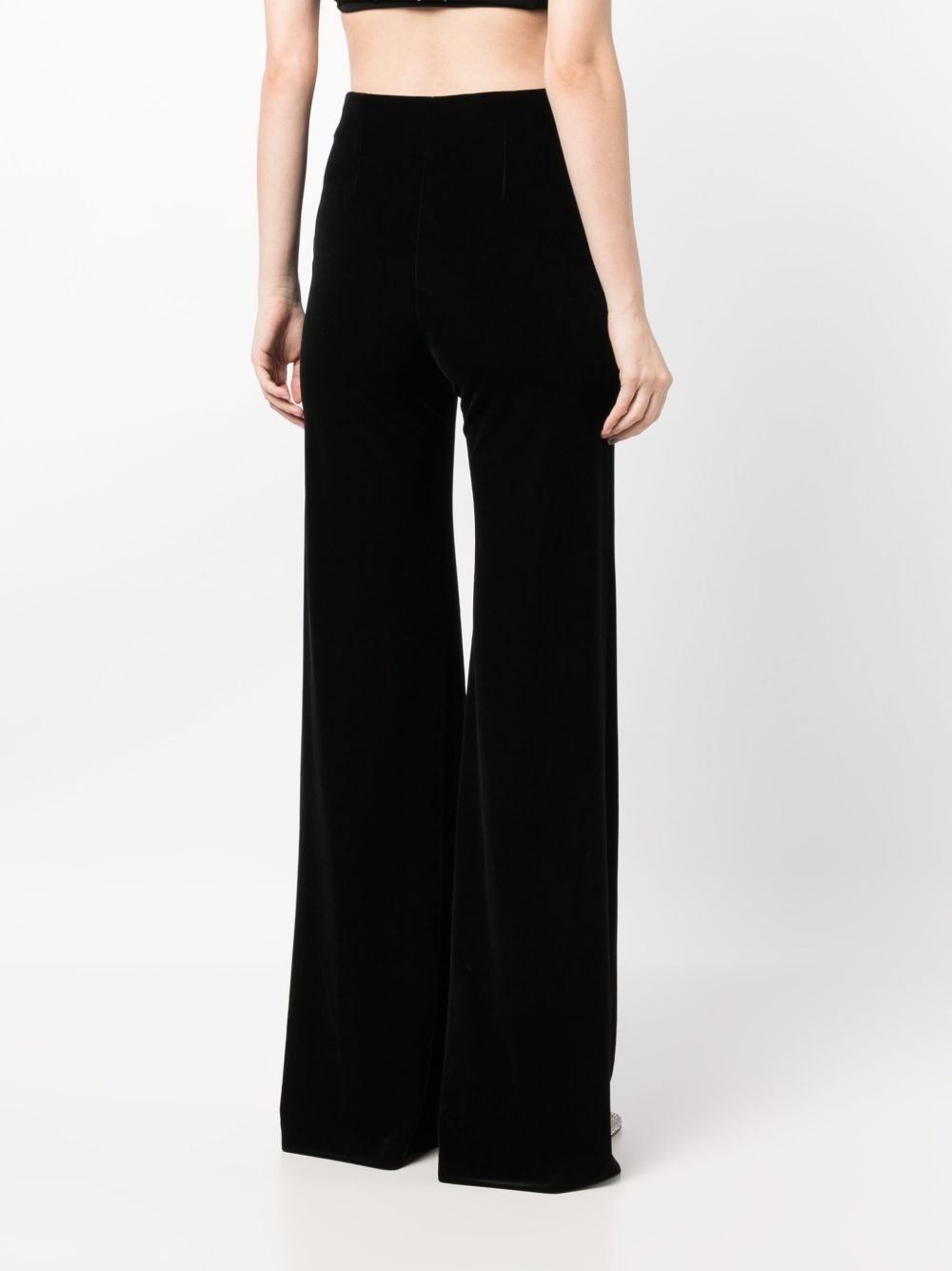 silk velvet wide-leg trousers - 4