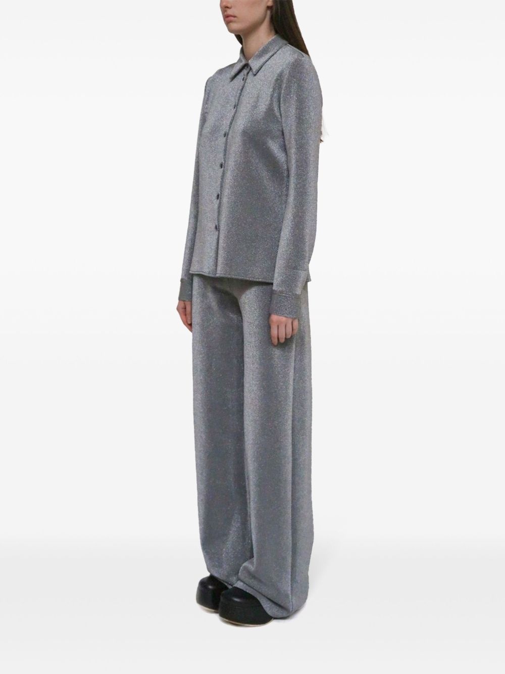 metallic straight-leg trousers - 3