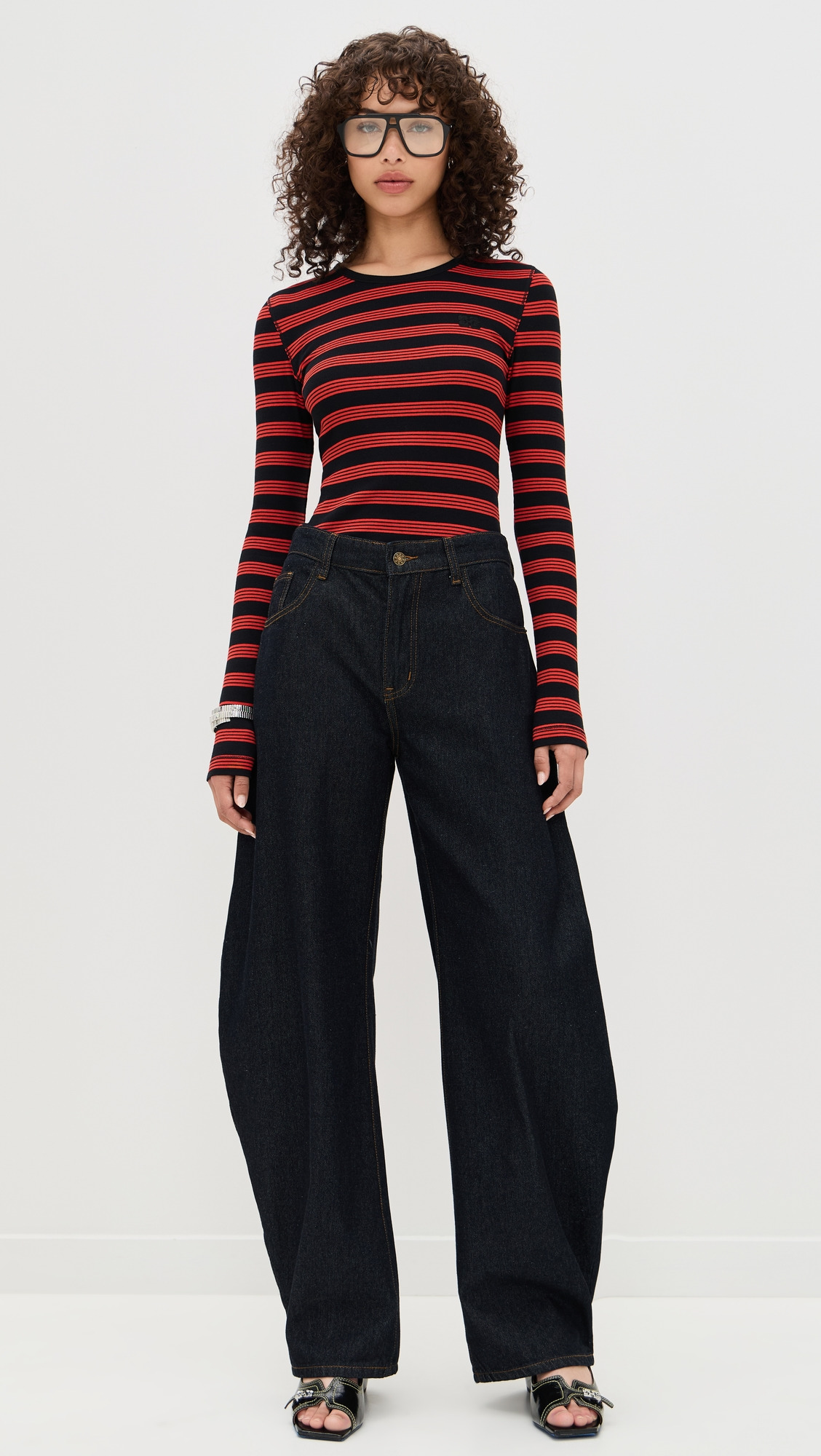 Soft Cotton Rib Striped Long Sleeve Tee - 5