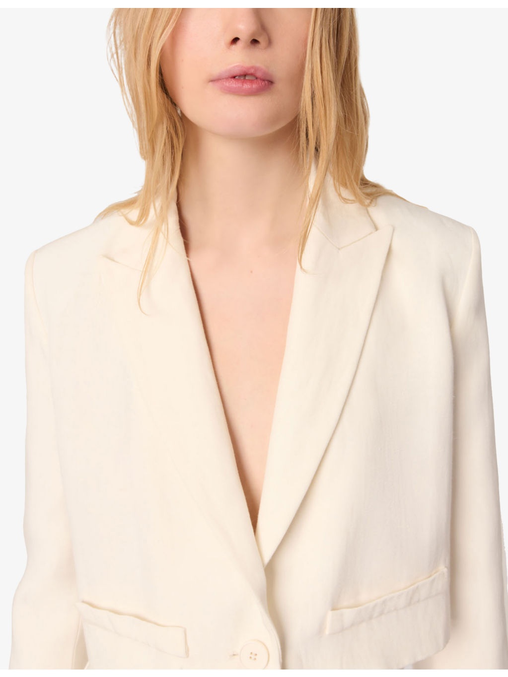 Peak-Lapel Cropped Woven Jacket - 5