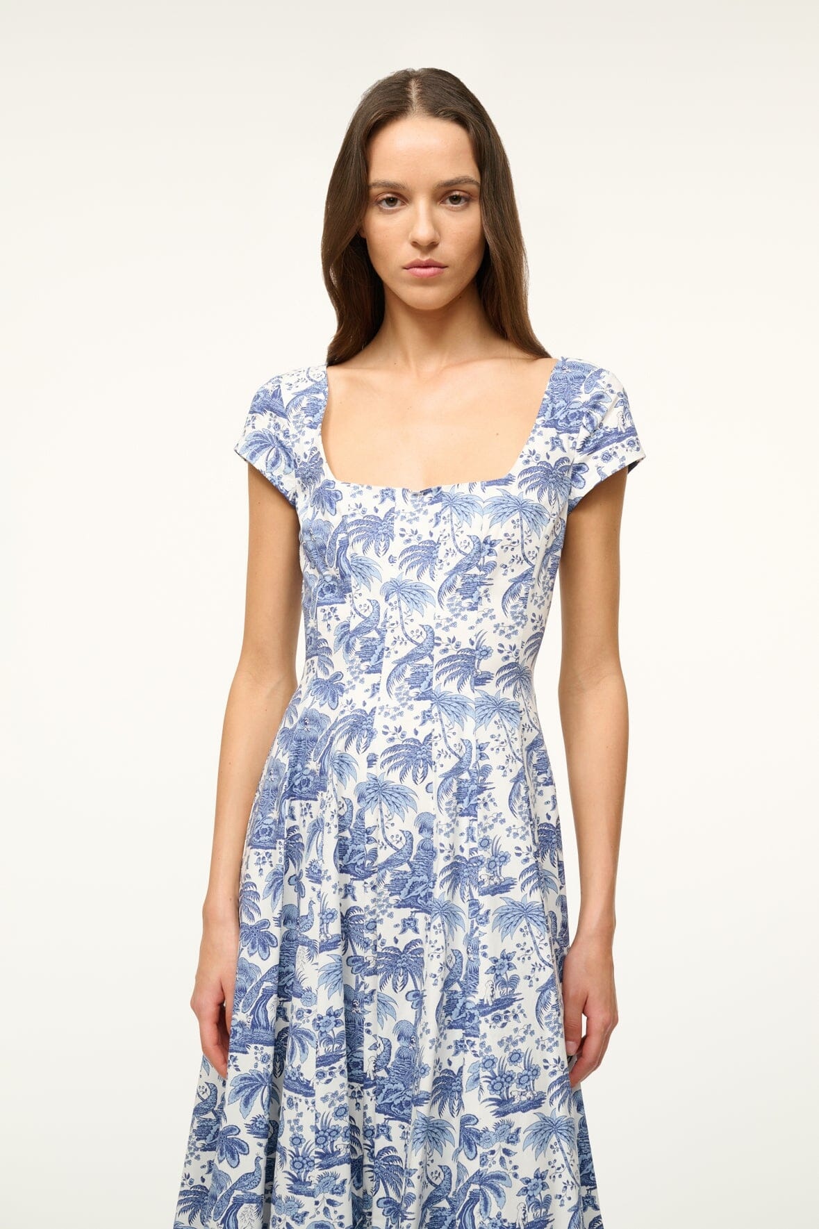 STAUD SHORT SLEEVE WELLS DRESS BLUE TOILE - 3